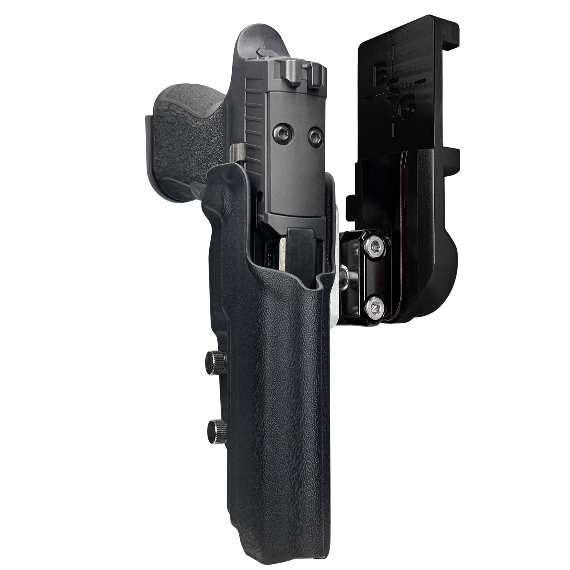 Sig P320 XTEN IPSC/USPA Quick Mount Ball Joint Holster with Black Belt Attachment, Black Holster Shell