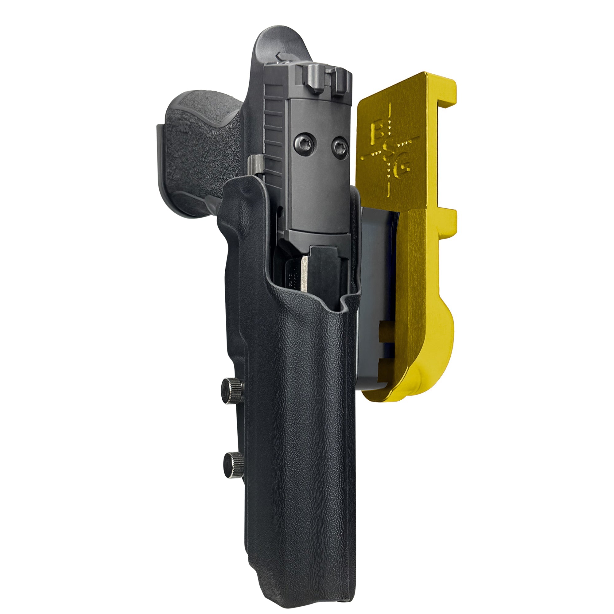 Sig P320 XTEN IPSC/USPA Quick Mount Holster with 24K Gold Belt Attachment, Black Holster Shell