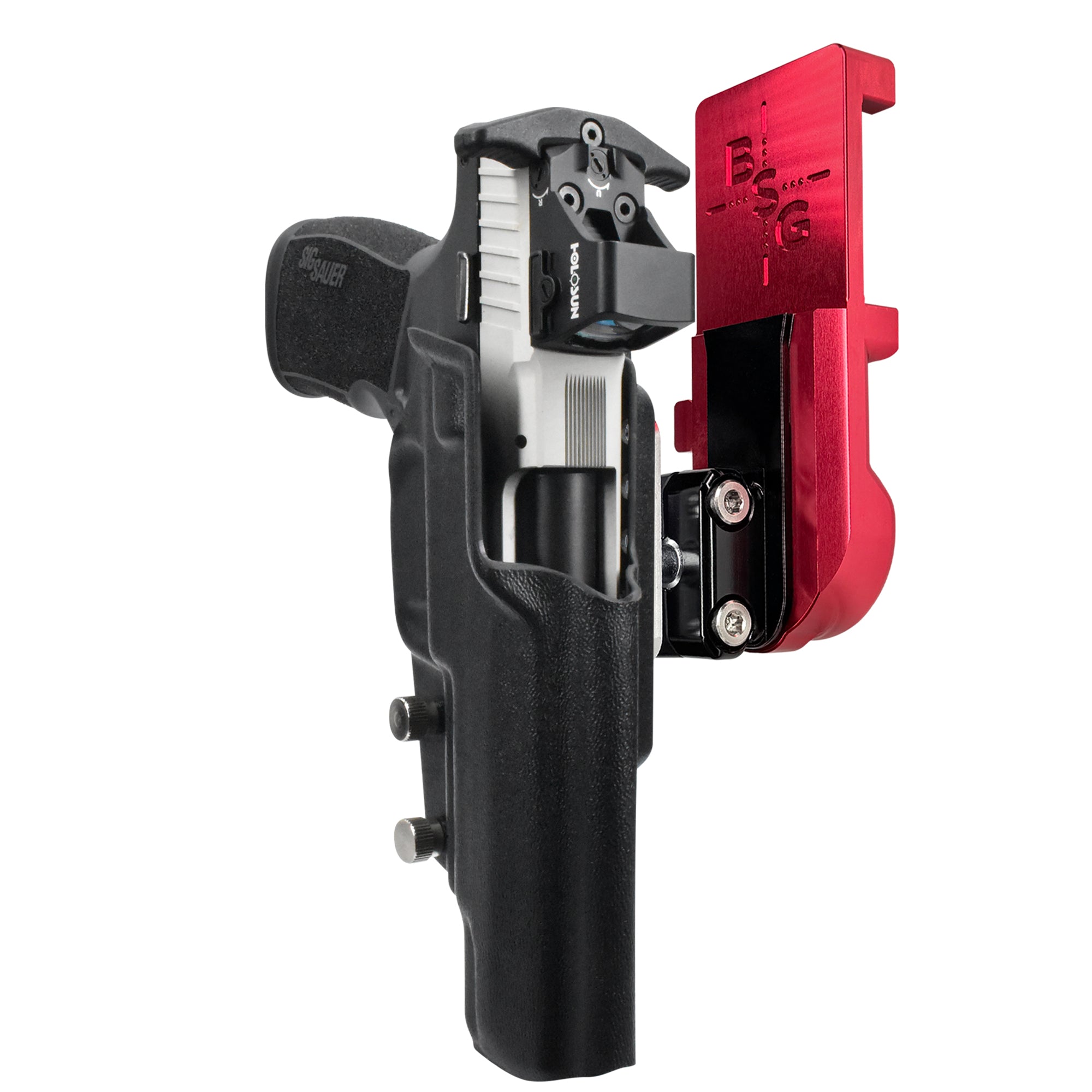 Sig Sauer P322 COMP IPSC/USPA Quick Mount Ball Joint Holster with Red Belt Attachment, Black Holster Shell