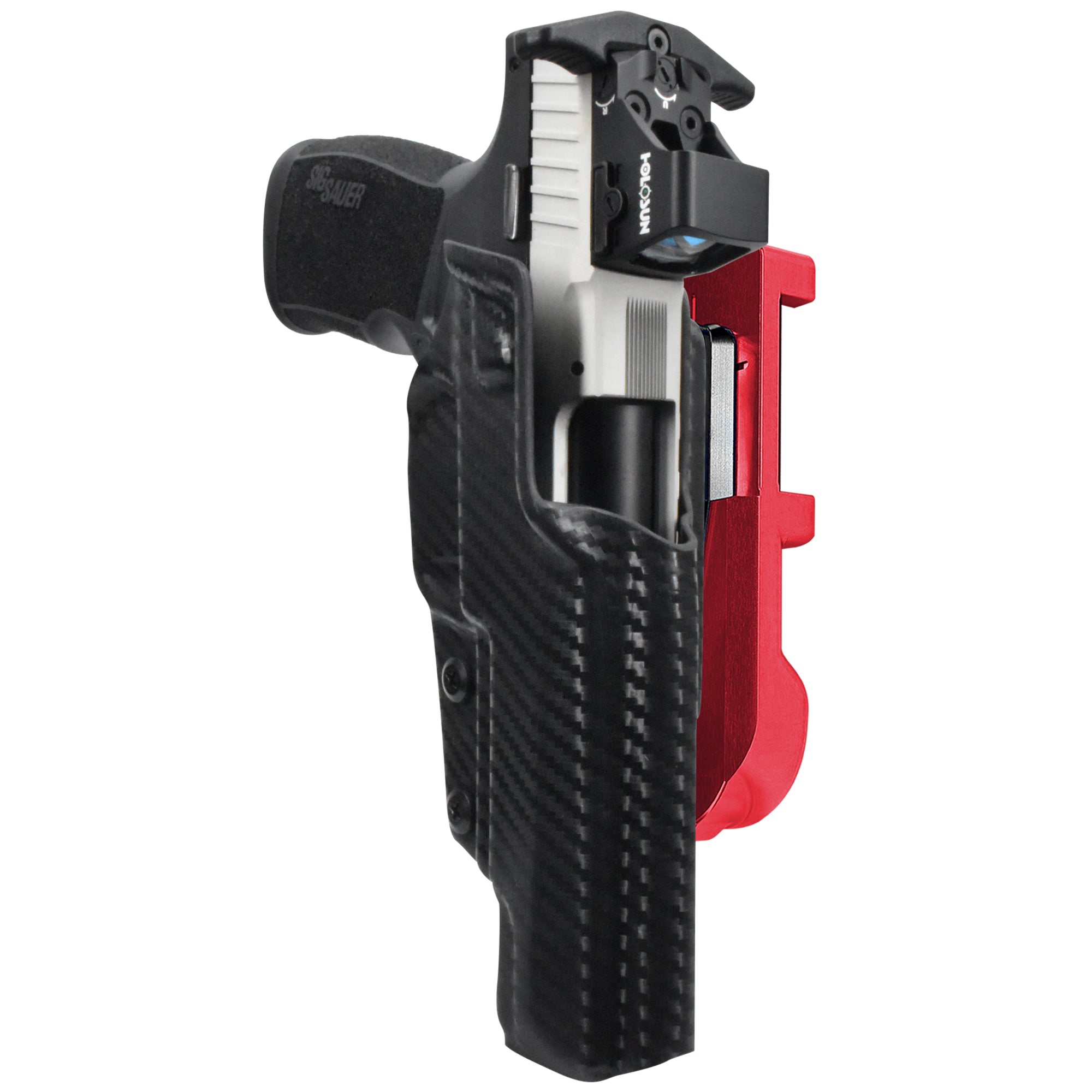 Sig Sauer P322 COMP IDPA Quick Mount Holster with Red Belt Attachment, Carbon Fiber Holster Shell