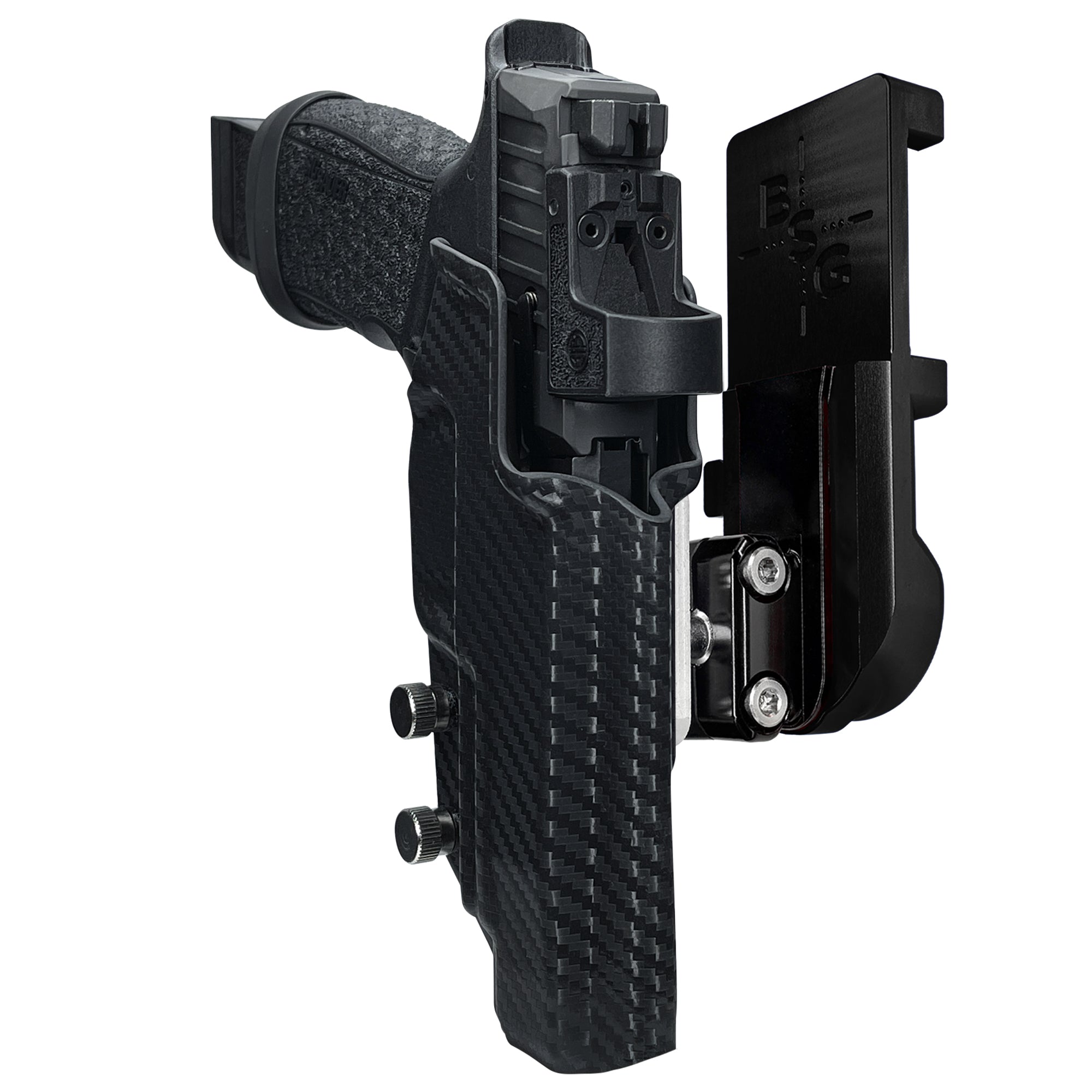 Sig Sauer P365 FUSE IPSC/USPA Quick Mount Ball Joint Holster with Black Belt Attachment, Carbon Fiber Holster Shell