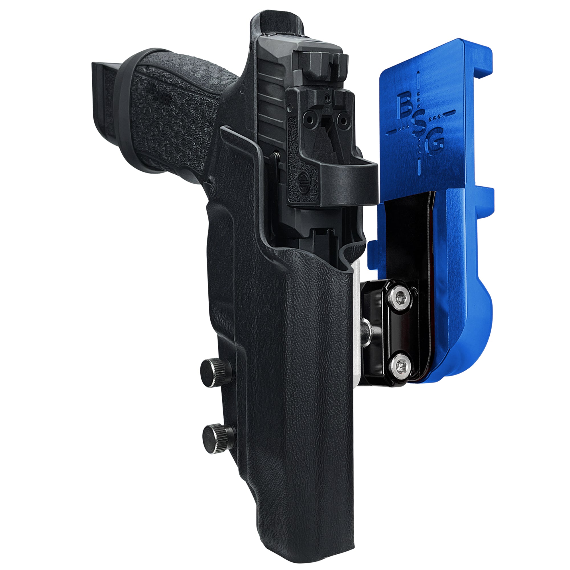 Sig Sauer P365 FUSE IPSC/USPA Quick Mount Ball Joint Holster with Blue Belt Attachment, Black Holster Shell
