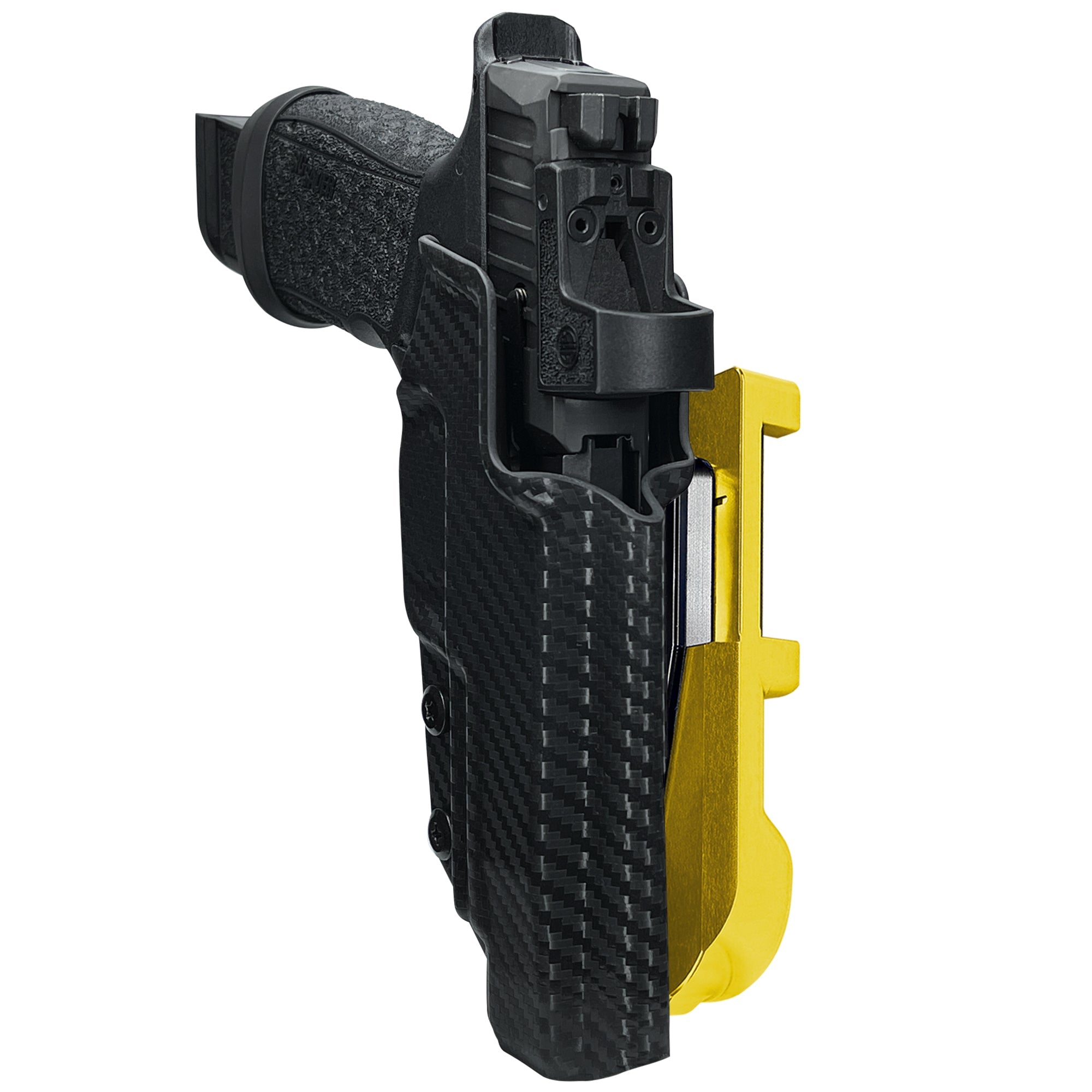 Sig Sauer P365 FUSE IDPA Quick Mount Holster with 24K Gold Belt Attachment, Carbon Fiber Holster Shell