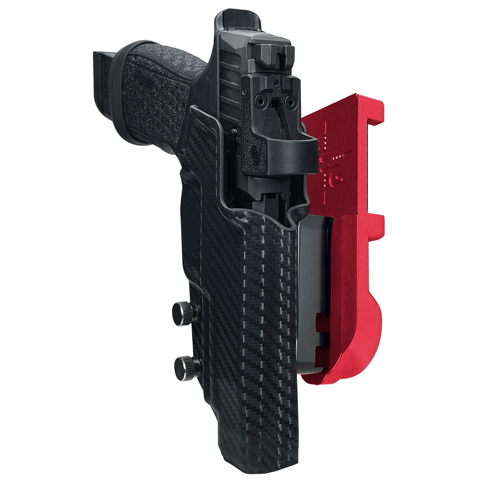 Sig Sauer P365 FUSE IPSC/USPA Quick Mount Holster with Red Belt Attachment, Carbon Fiber Holster Shell