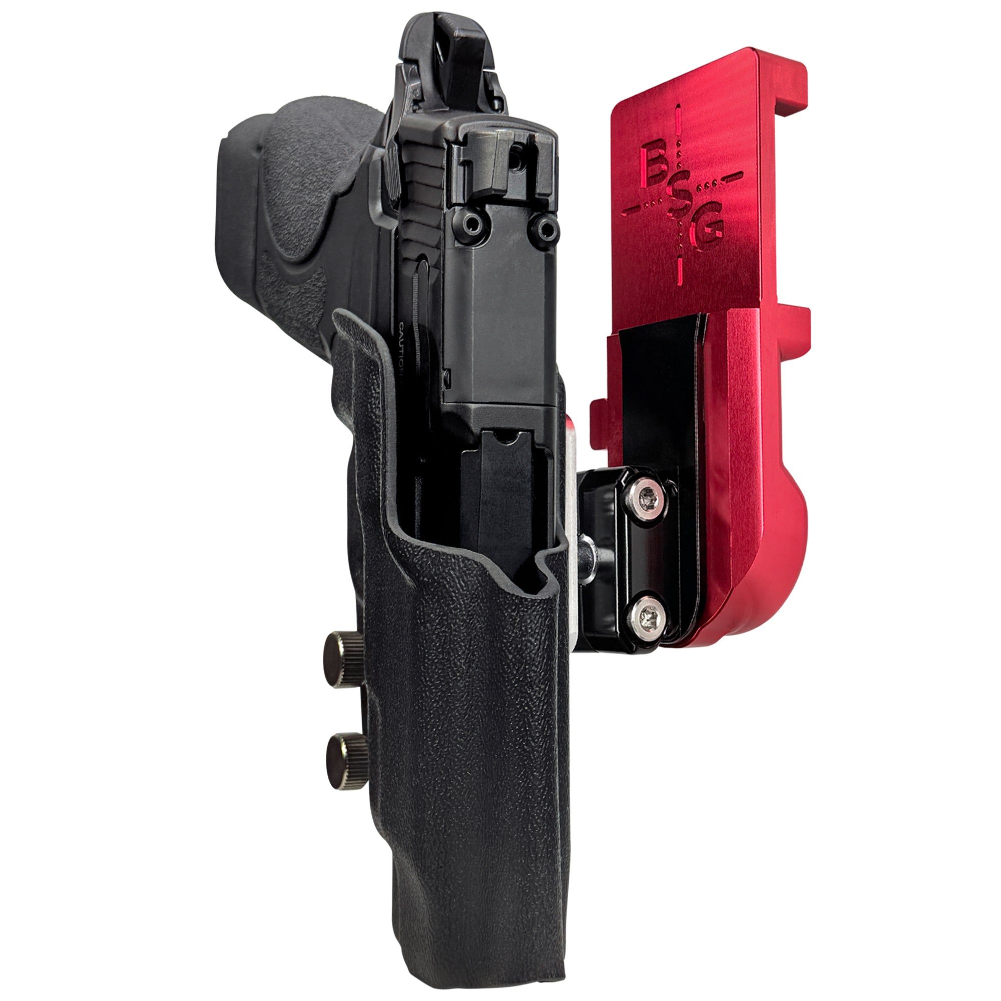 S&W CSX E-Series 3.6'' IPSC/USPA Quick Mount Ball Joint Holster with Red Belt Attachment, Black Holster Shell