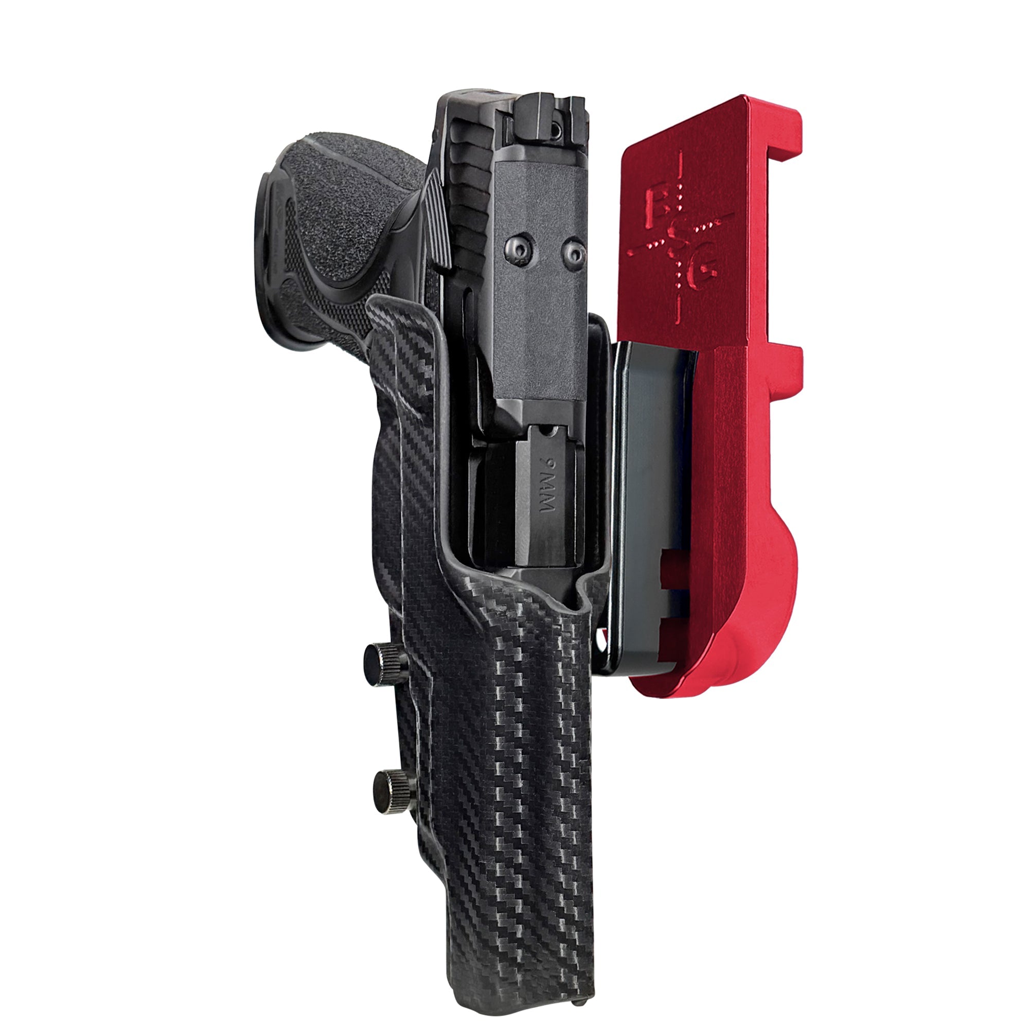 S&W M&P9 M2.0 Metal HD IPSC/USPA Quick Mount Holster with Red Belt Attachment, Carbon Fiber Holster Shell
