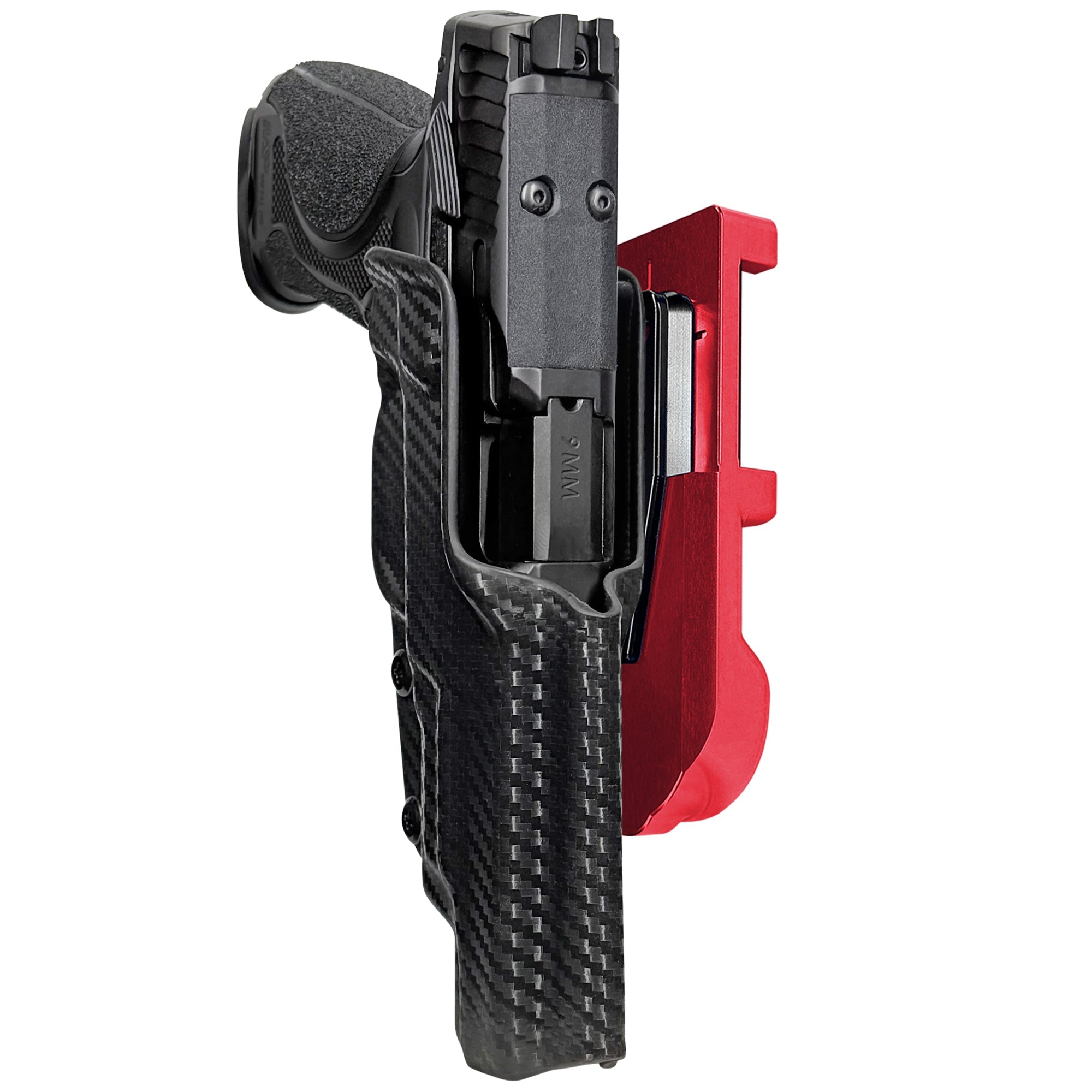 S&W M&P9 M2.0 Metal HD IDPA Quick Mount Holster with Red Belt Attachment, Carbon Fiber Holster Shell