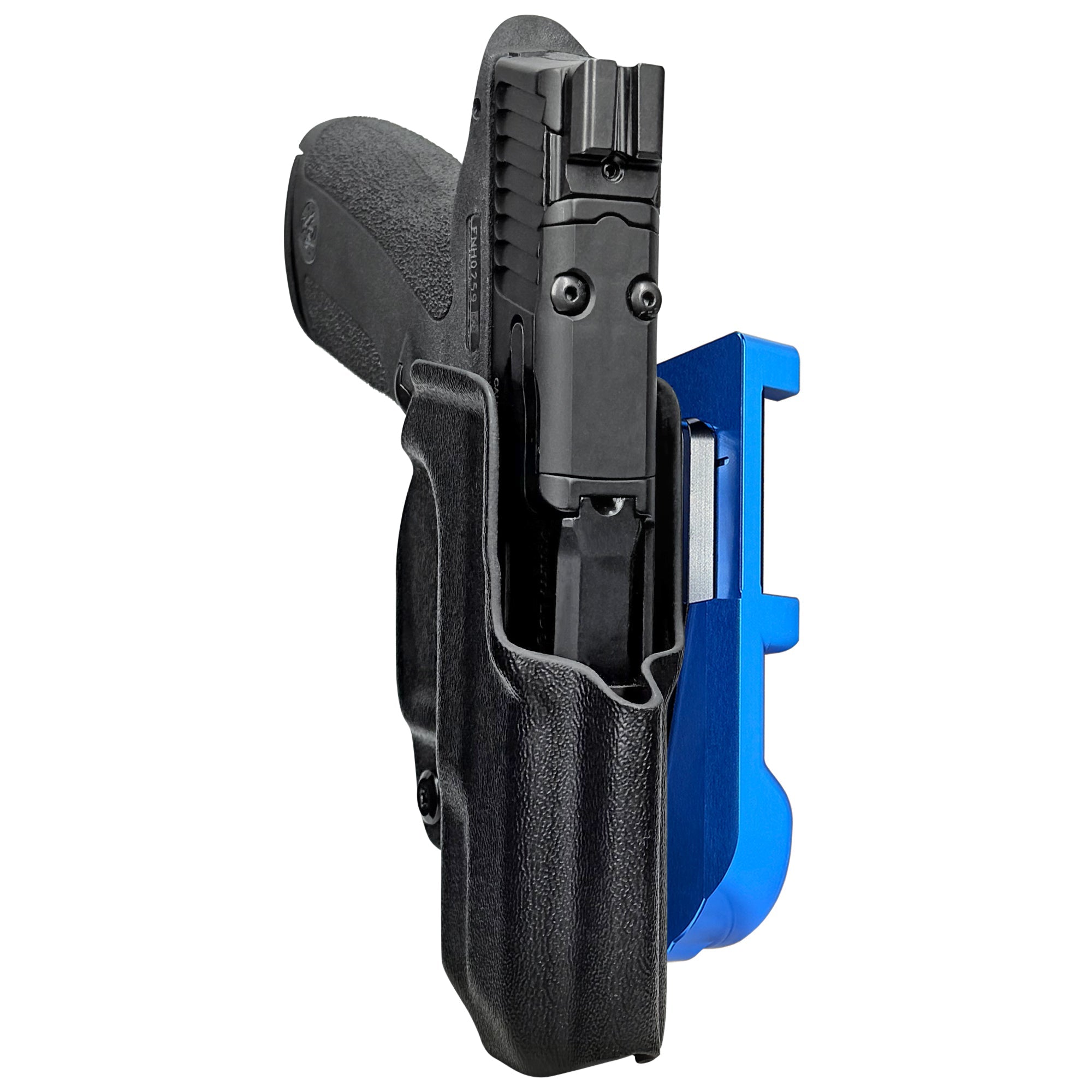 S&W M&P Shield X IDPA Quick Mount Holster with Blue Belt Attachment, Black Holster Shell