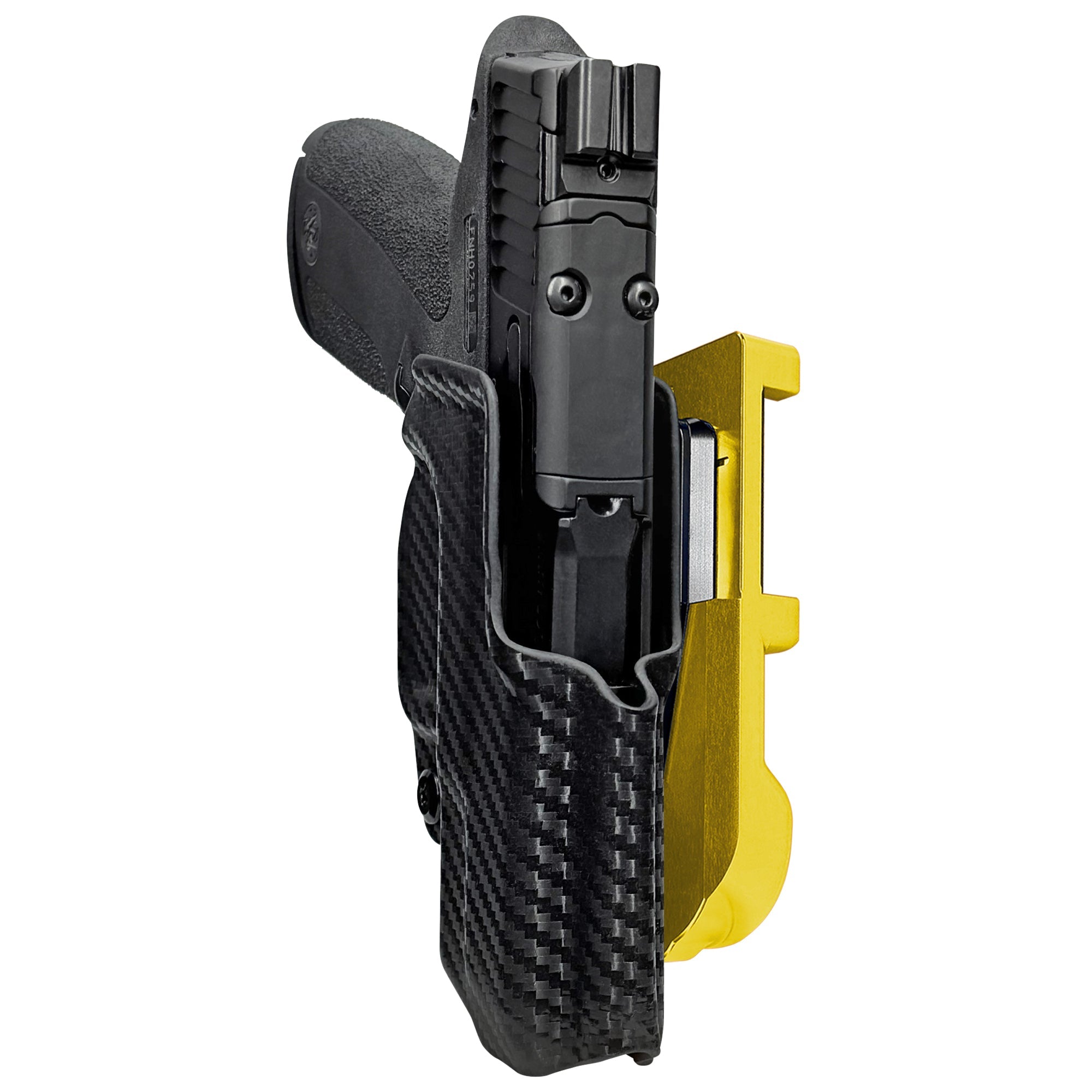 S&W M&P Shield X IDPA Quick Mount Holster with 24K Gold Belt Attachment, Carbon Fiber Holster Shell