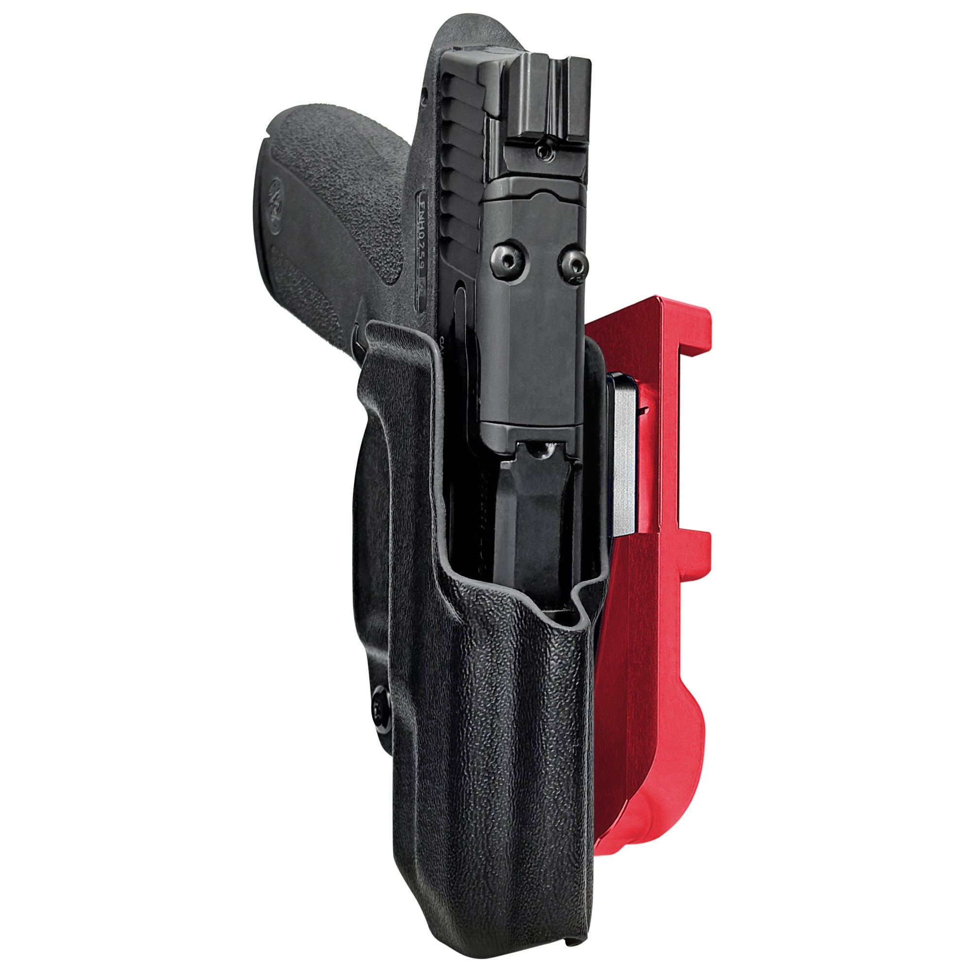 S&W M&P Shield X IDPA Quick Mount Holster with Red Belt Attachment, Black Holster Shell