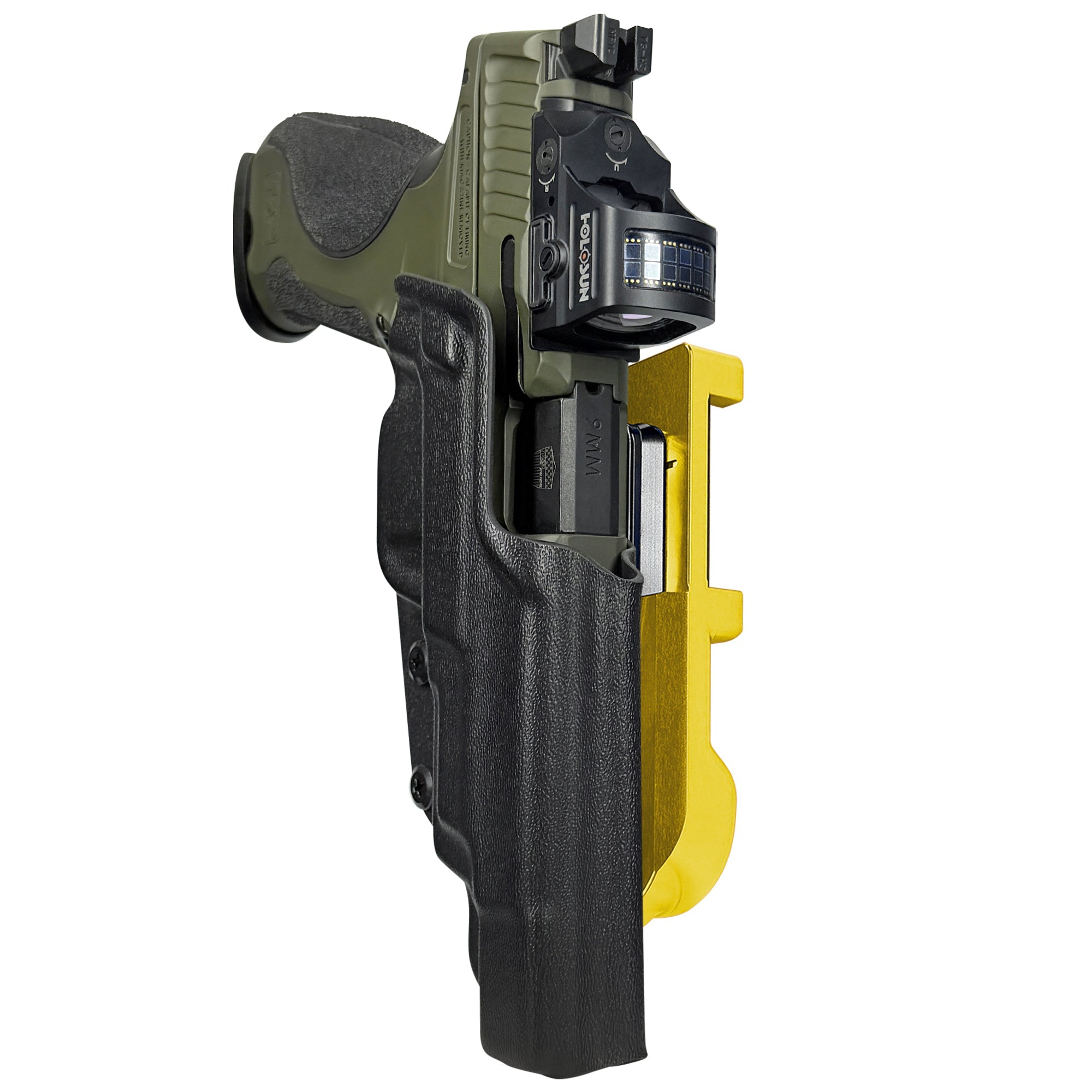 S&W M&P9 Spec Series 2023 IDPA Quick Mount Holster with 24K Gold Belt Attachment, Black Holster Shell