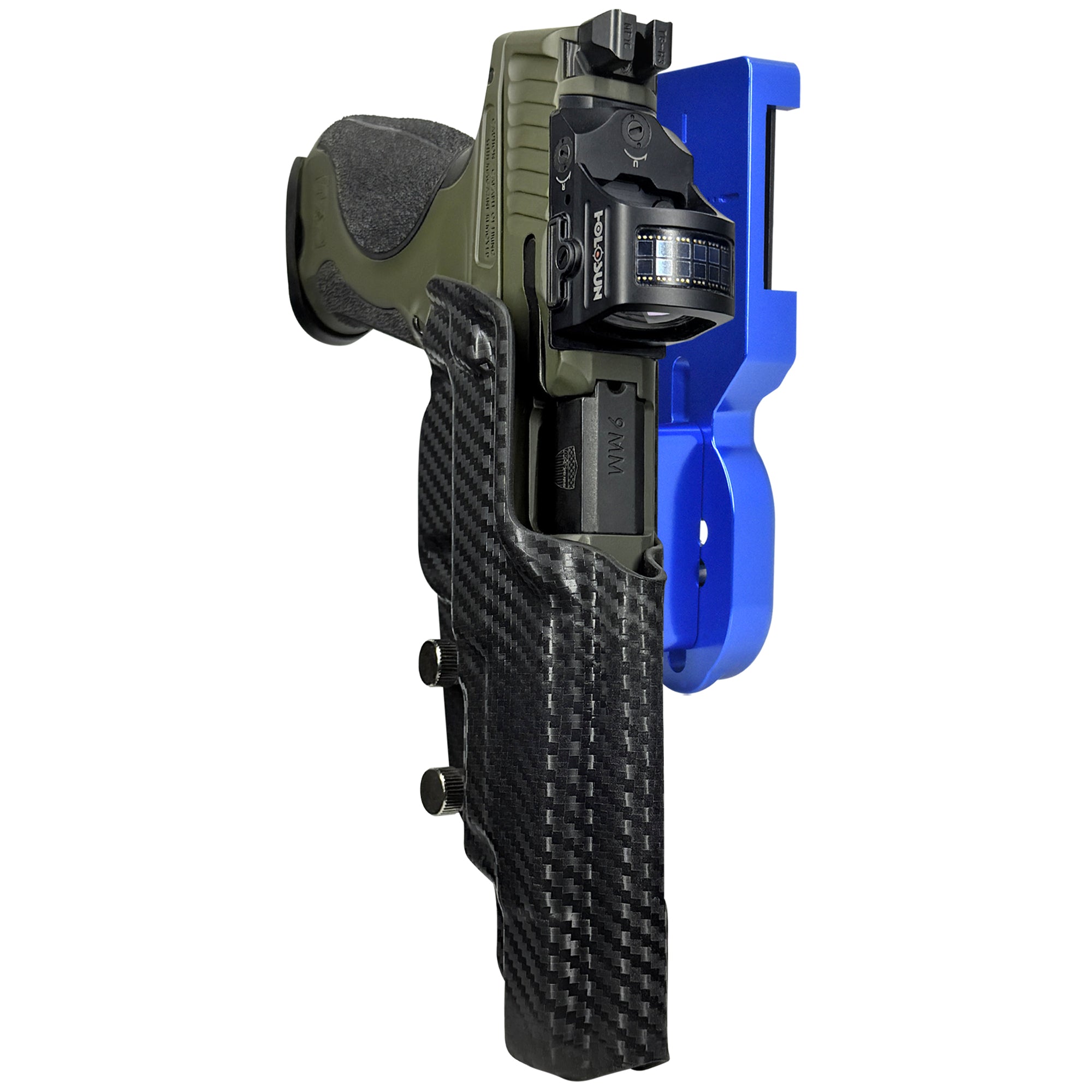 S&W MP9 Spec Series Pro Heavy Duty Competition Holster in Blue / Carbon Fiber