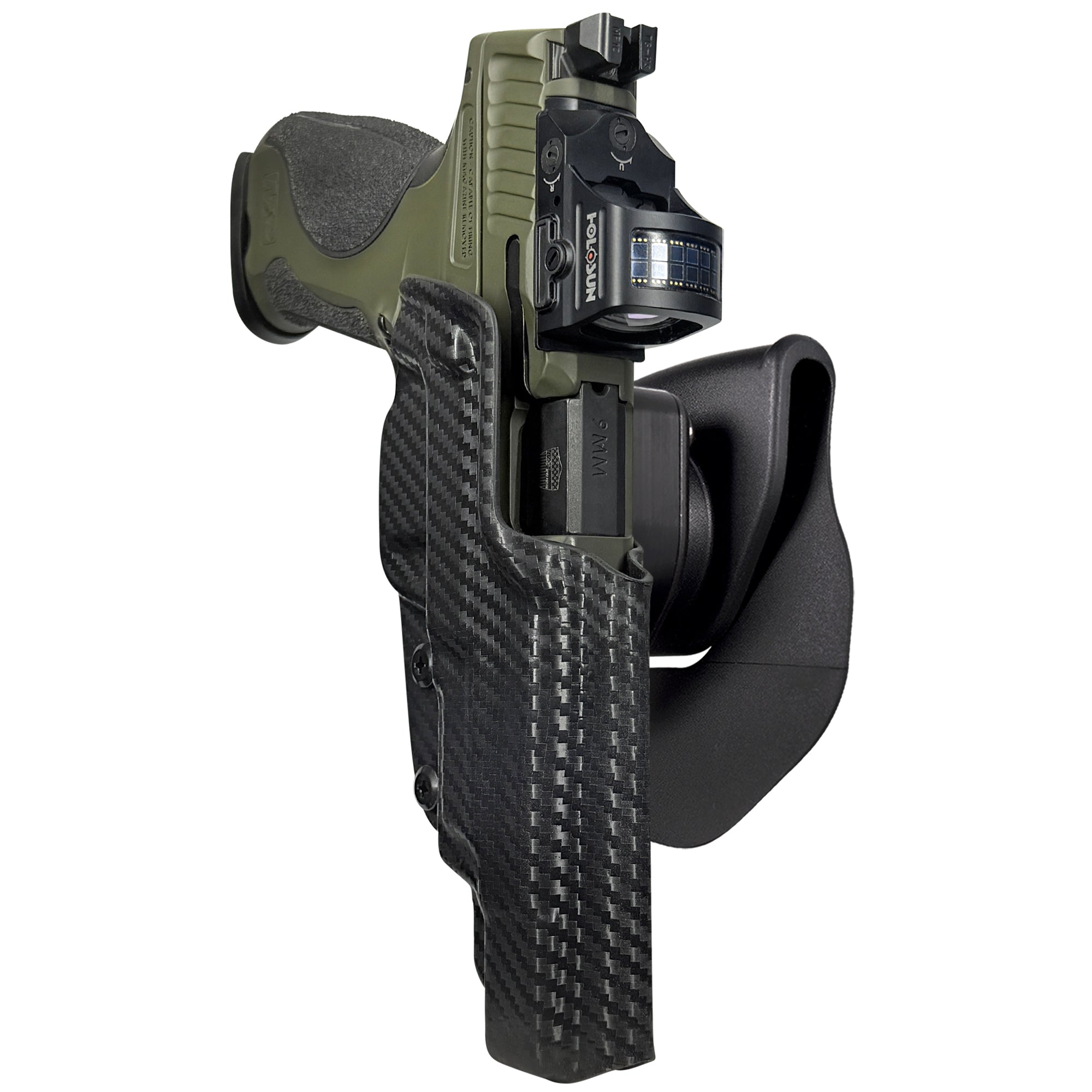 S&W MP9 Spec Series OWB Quick Release Paddle Holster in Carbon Fiber