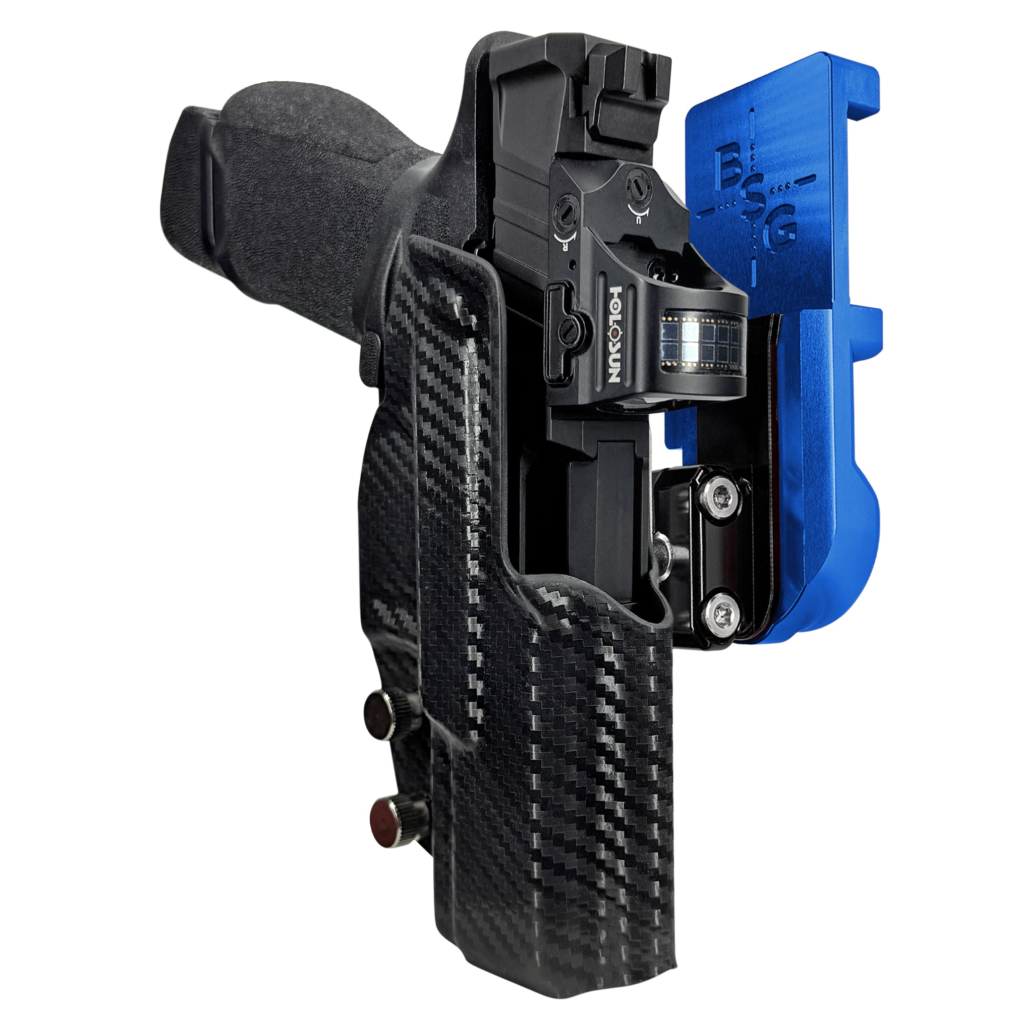 Springfield Echelon 4.0C IPSC/USPA Quick Mount Ball Joint Holster with Blue Belt Attachment, Carbon Fiber Holster Shell