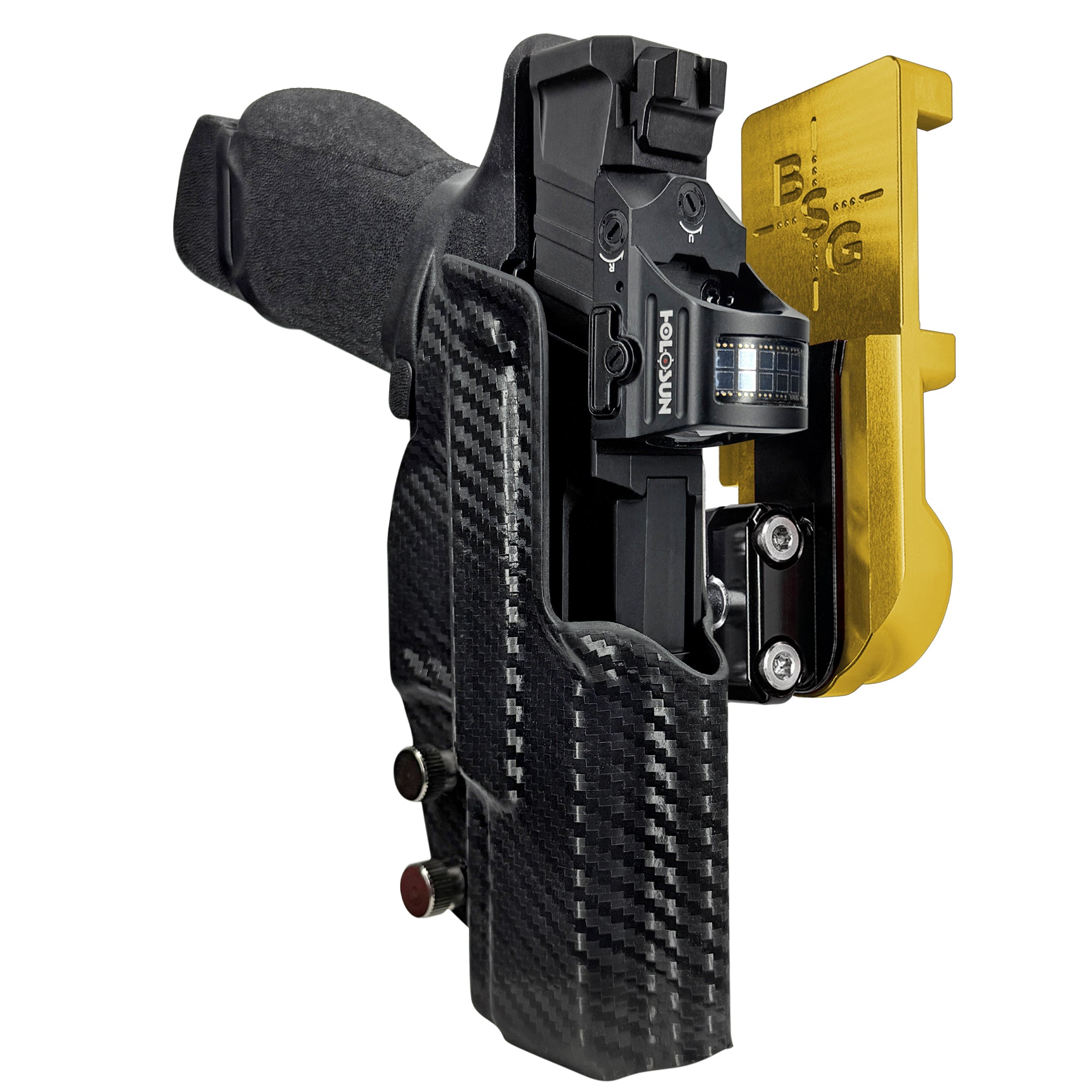 Springfield Echelon 4.0C IPSC/USPA Quick Mount Ball Joint Holster with 24K Gold Belt Attachment, Carbon Fiber Holster Shell