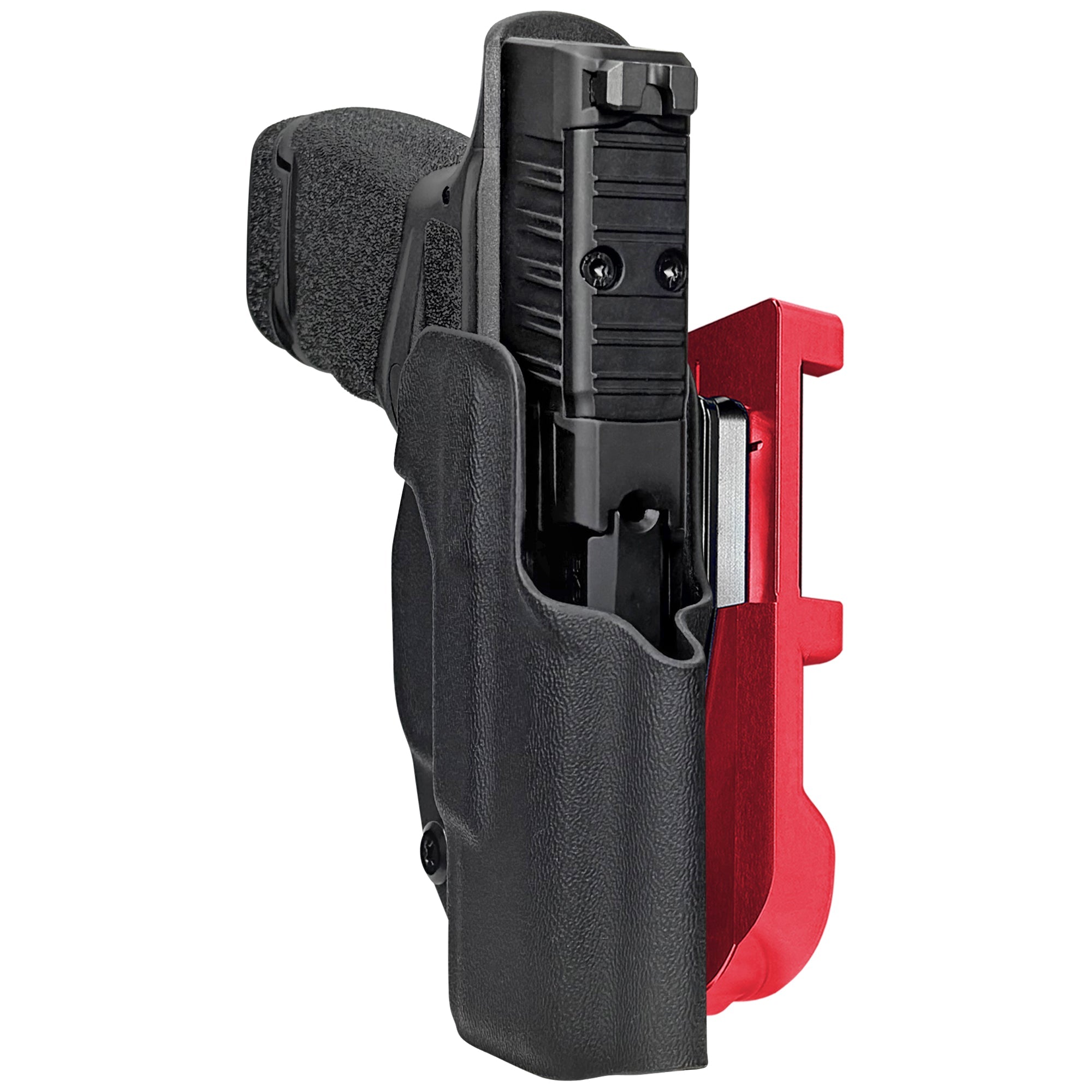 Springfield Hellcat IDPA Quick Mount Holster with Red Belt Attachment, Black Holster Shell