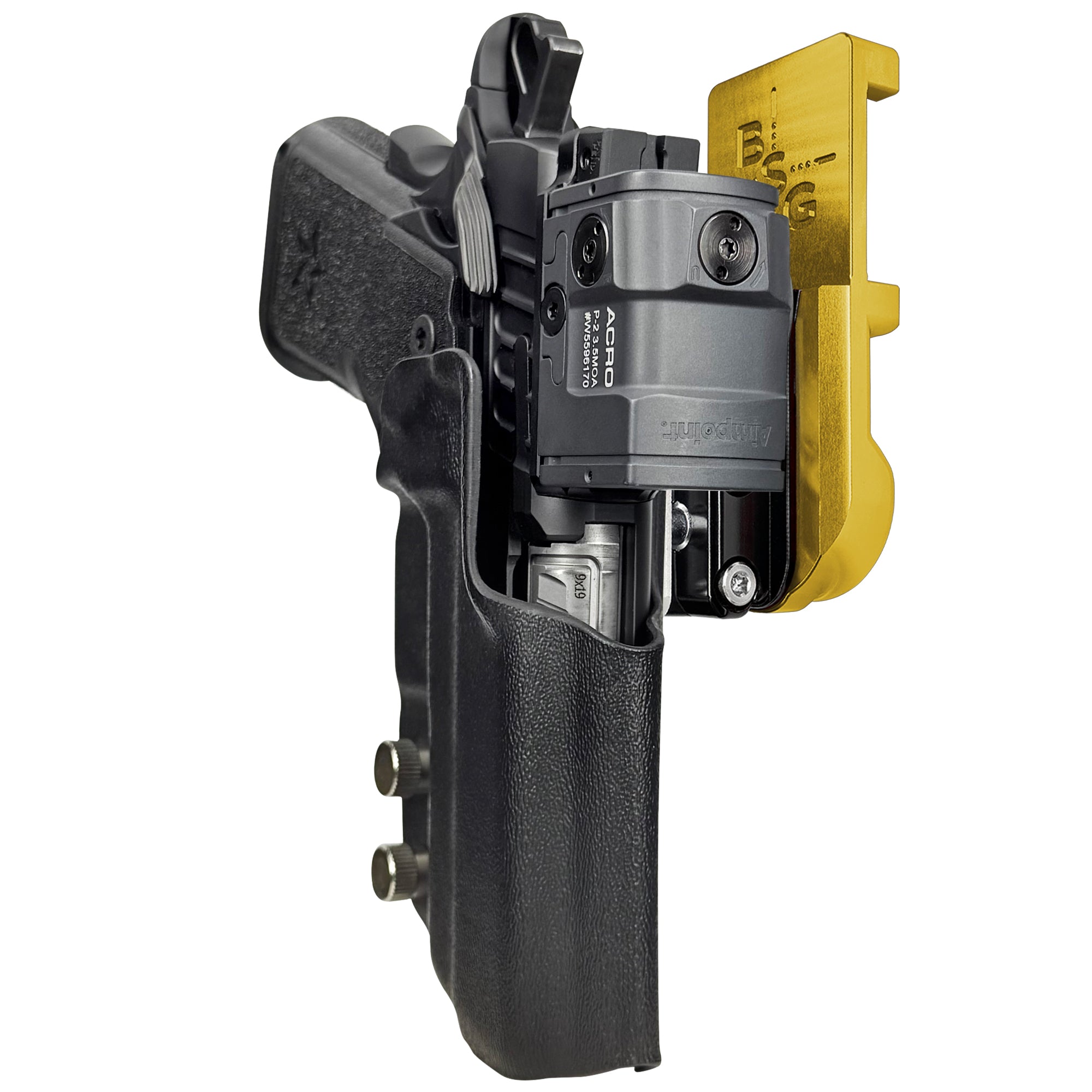 Staccato CS 2024 IPSC/USPA Quick Mount Ball Joint Holster with 24K Gold Belt Attachment, Black Holster Shell
