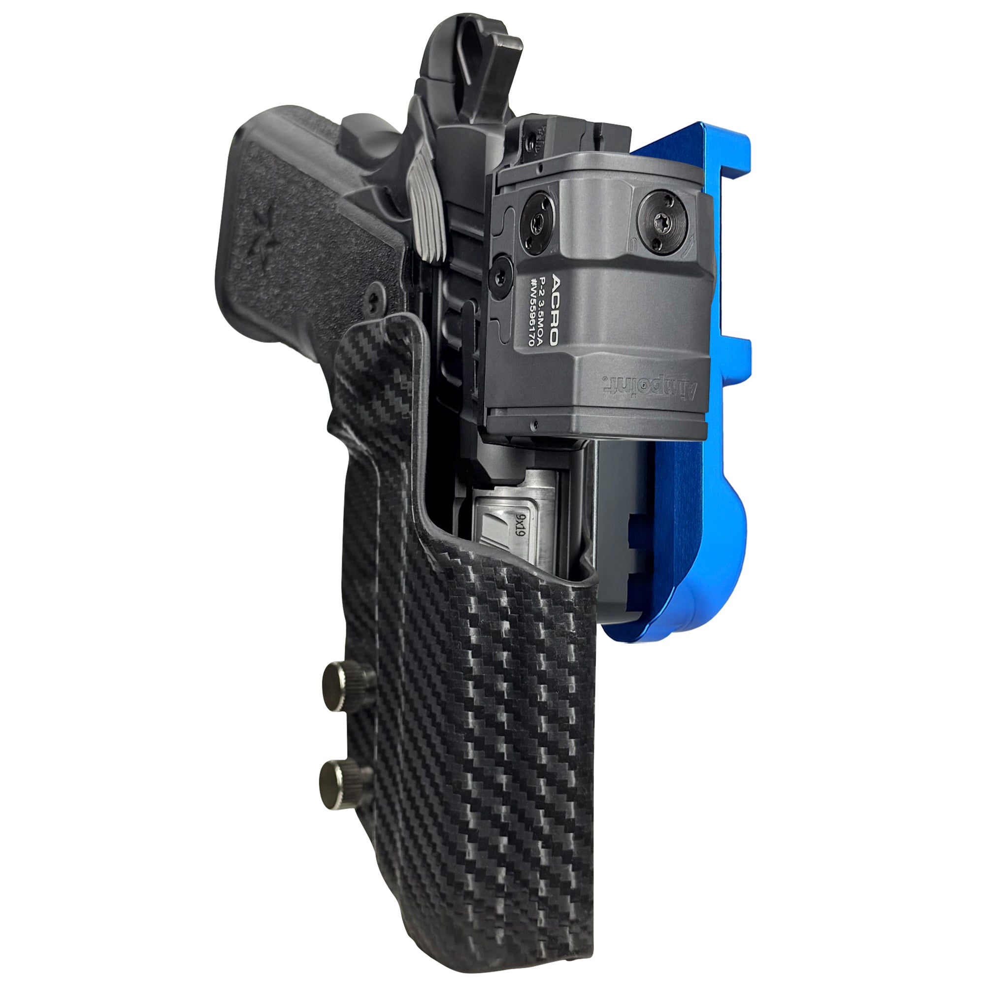 Staccato CS 2024 IPSC/USPA Quick Mount Holster with Blue Belt Attachment, Carbon Fiber Holster Shell