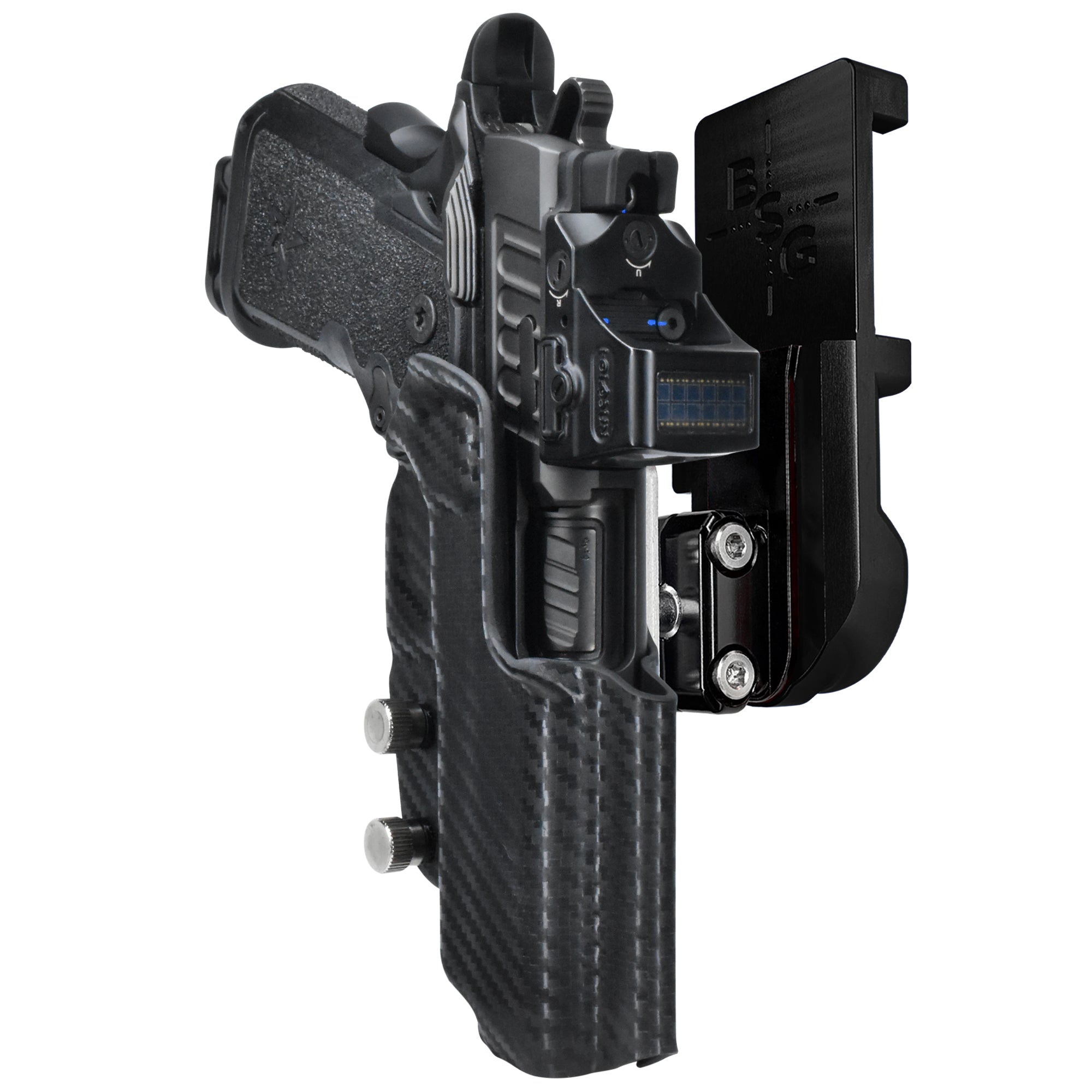 Staccato C 2024 IPSC/USPA Quick Mount Ball Joint Holster with Black Belt Attachment, Carbon Fiber Holster Shell