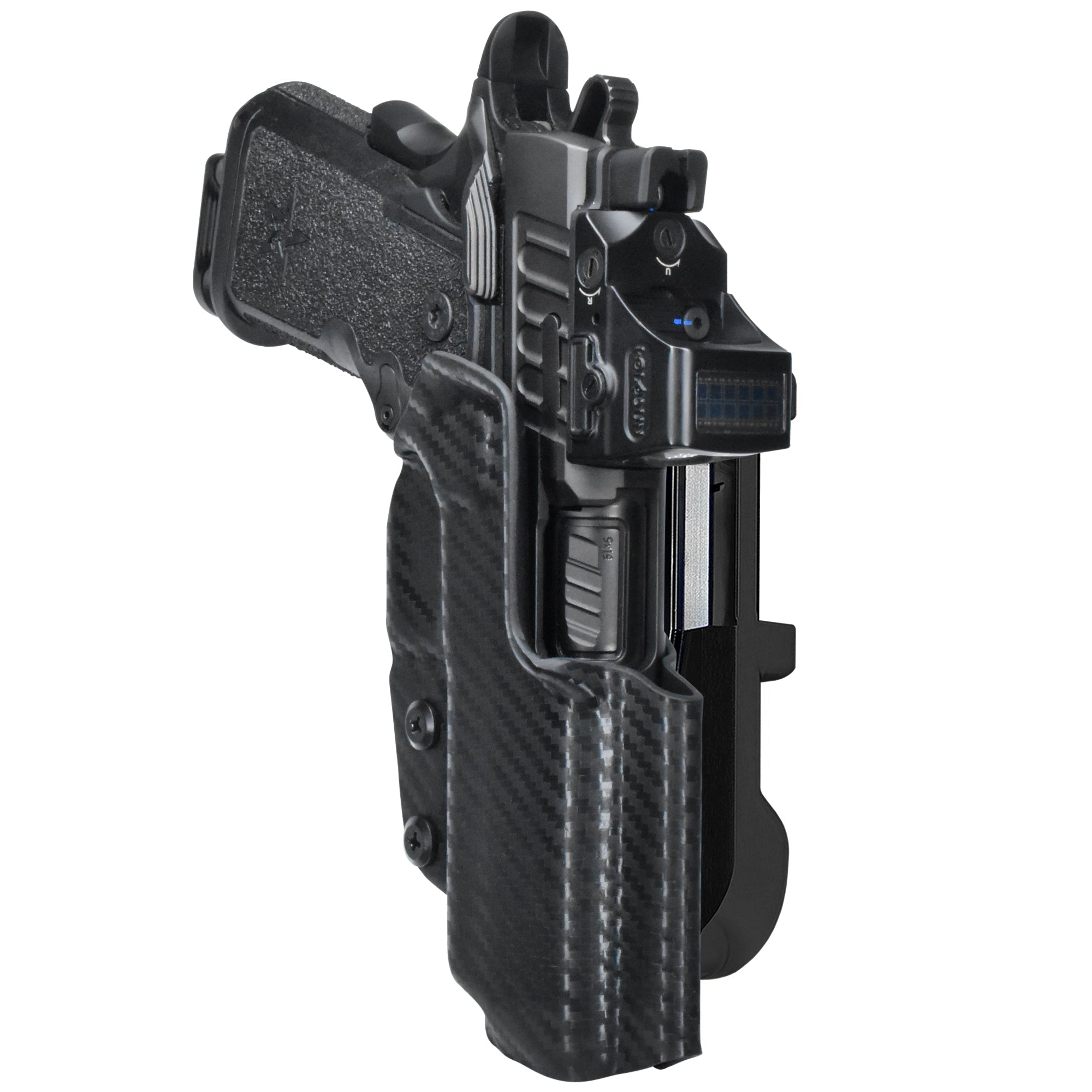 Staccato C 2024 IDPA Quick Mount Holster with Black Belt Attachment, Carbon Fiber Holster Shell