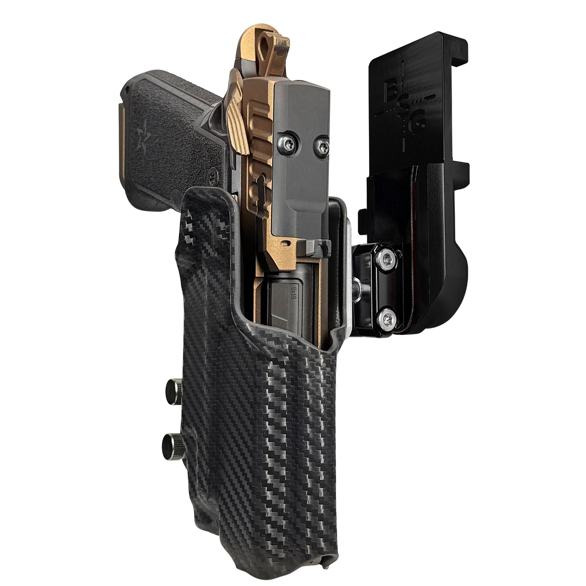 Staccato HD P4 TLR7-X IPSC/USPA Quick Mount Ball Joint Holster with Black Belt Attachment, Carbon Fiber Holster Shell