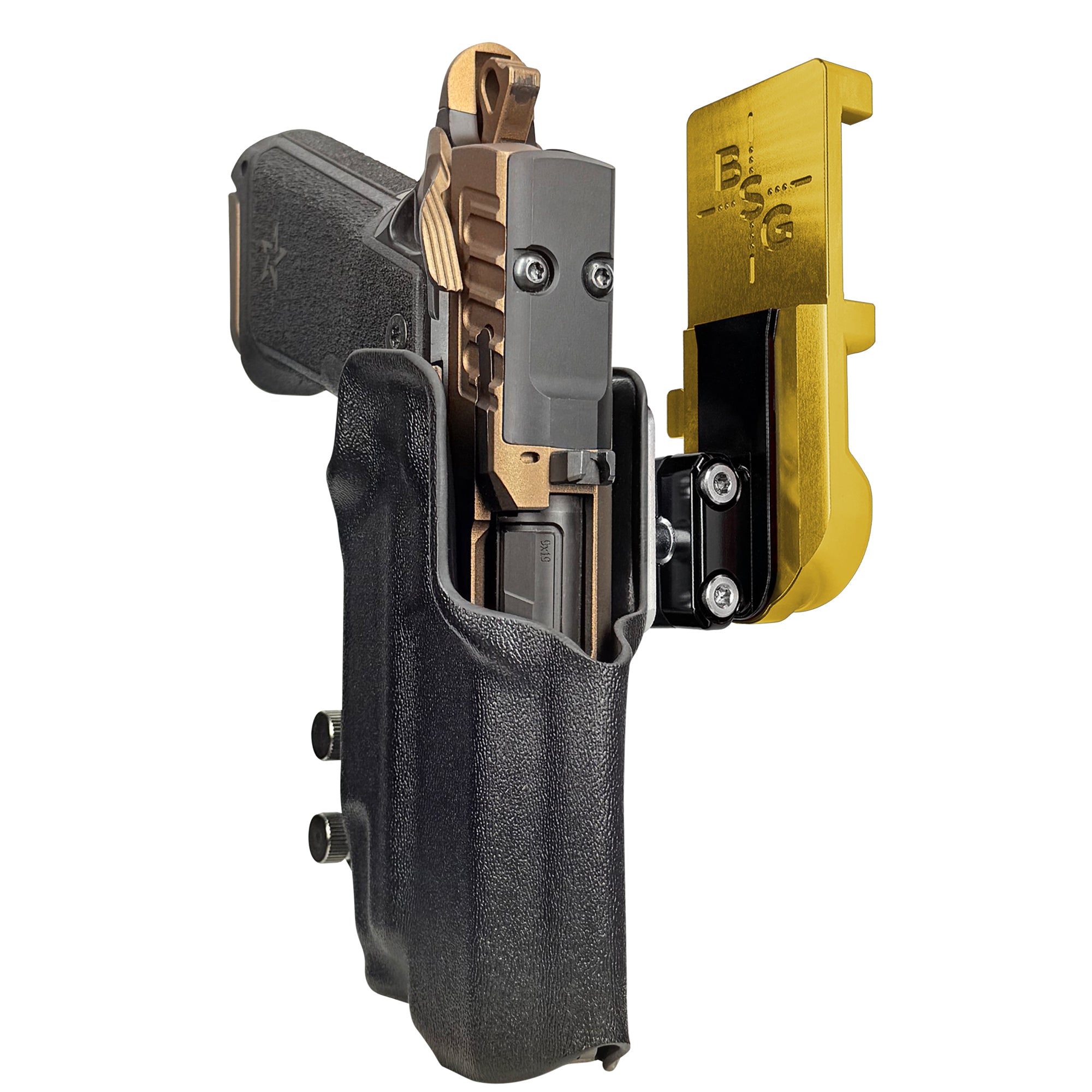 Staccato HD P4 TLR7-X IPSC/USPA Quick Mount Ball Joint Holster with 24K Gold Belt Attachment, Black Holster Shell