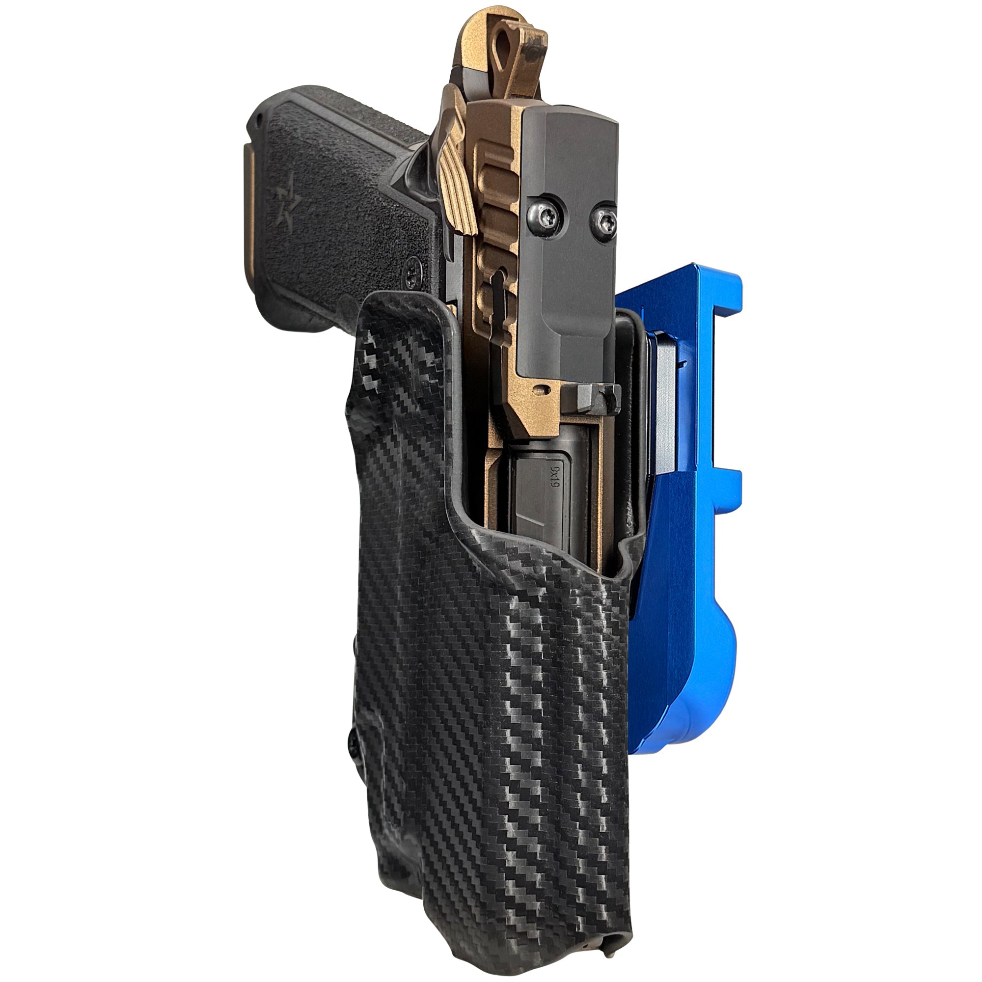 Staccato HD P4 TLR7-X IDPA Quick Mount Holster with Blue Belt Attachment, Carbon Fiber Holster Shell