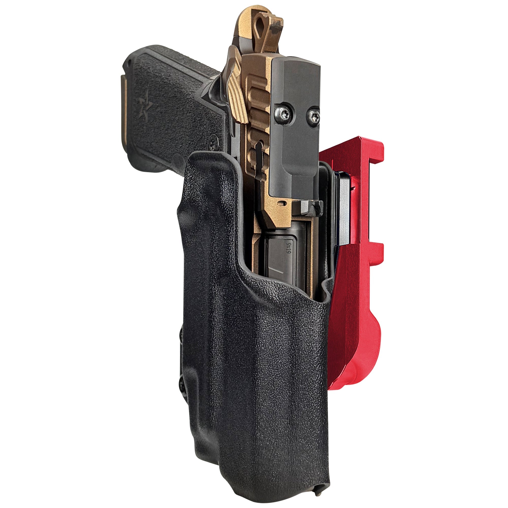 Staccato HD P4 TLR7-X IDPA Quick Mount Holster with Red Belt Attachment, Black Holster Shell