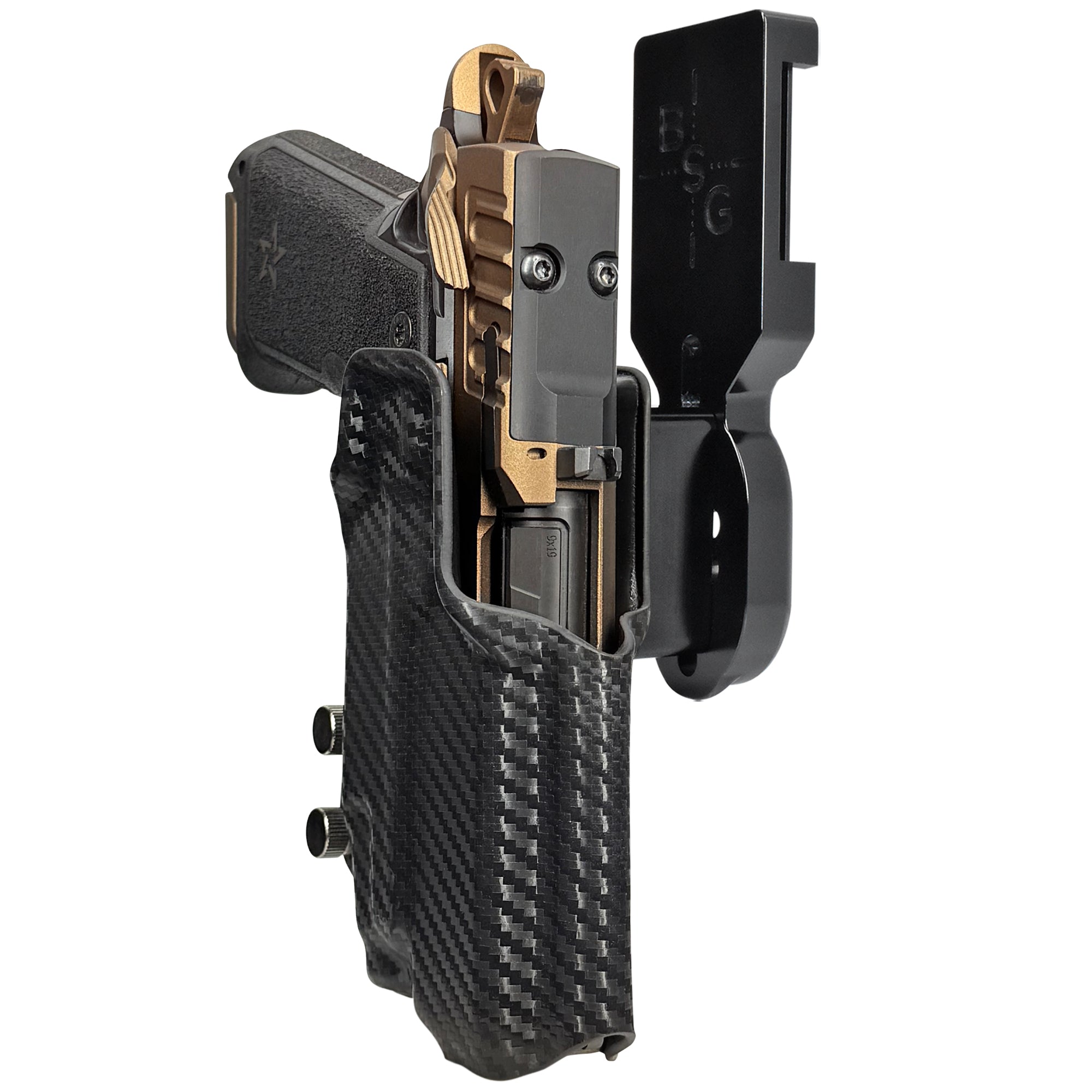 Staccato HD P4 w/ Streamlight TLR-7X Pro Heavy Duty Competition Holster Pro Heavy Duty Competition Holster Black / Carbon Fiber