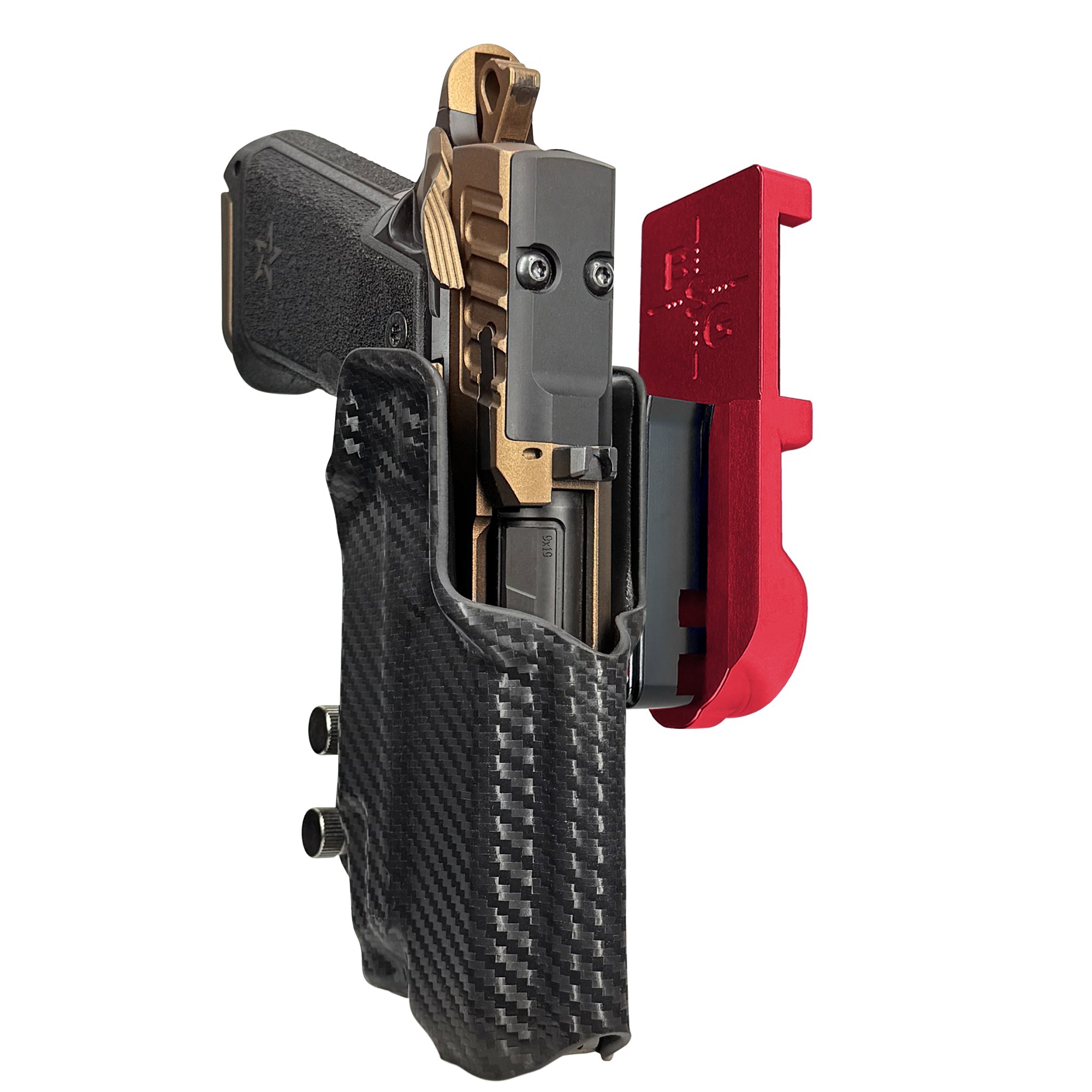 Staccato HD P4 TLR7-X IPSC/USPA Quick Mount Holster with Red Belt Attachment, Carbon Fiber Holster Shell