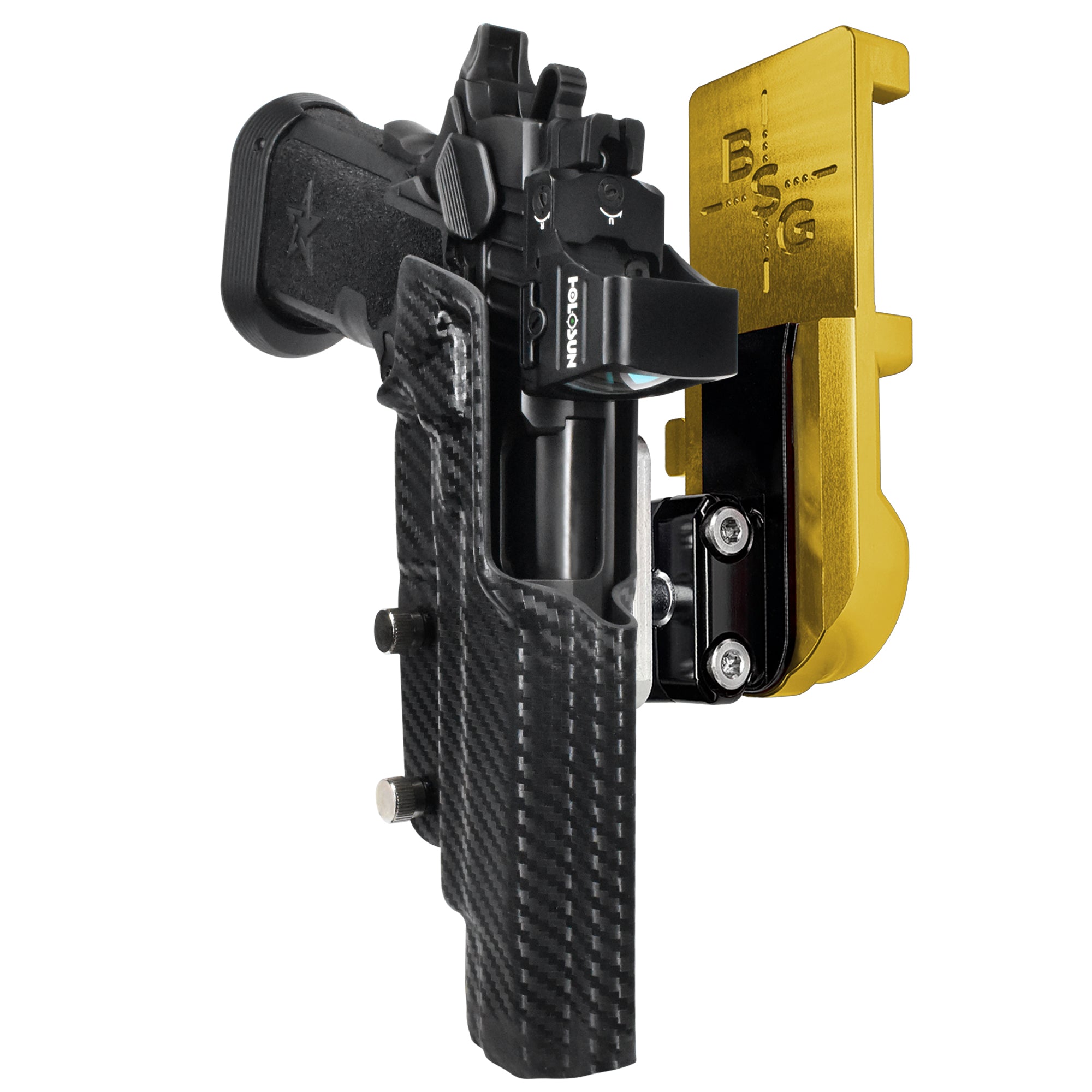 Staccato XL IPSC/USPA Quick Mount Ball Joint Holster with 24K Gold Belt Attachment, Carbon Fiber Holster Shell