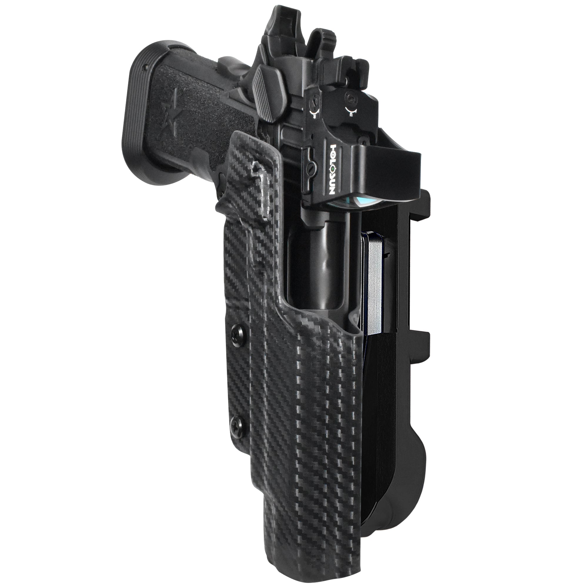 Staccato XL IDPA Quick Mount Holster with Black Belt Attachment, Carbon Fiber Holster Shell