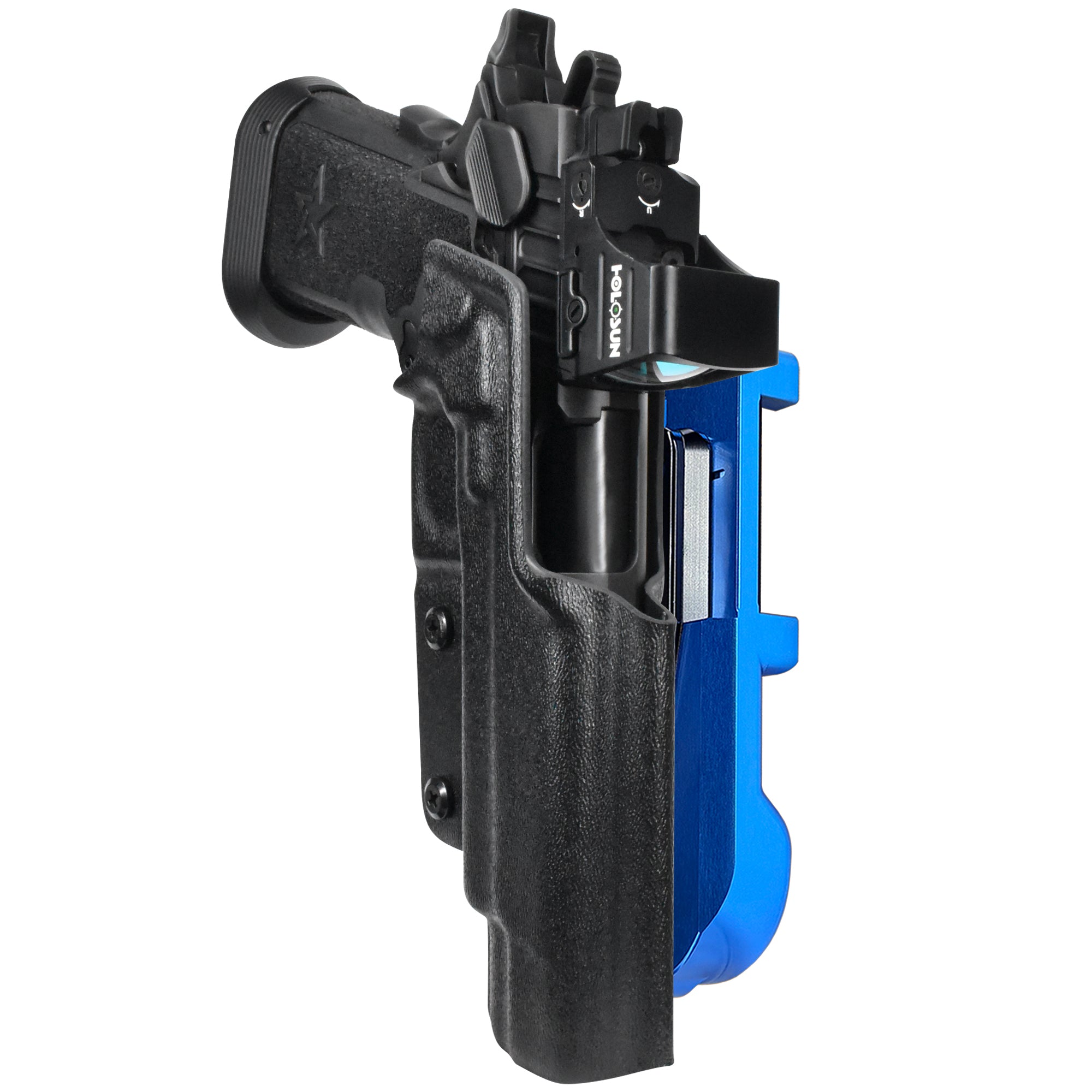 Staccato XL IDPA Quick Mount Holster with Blue Belt Attachment, Black Holster Shell