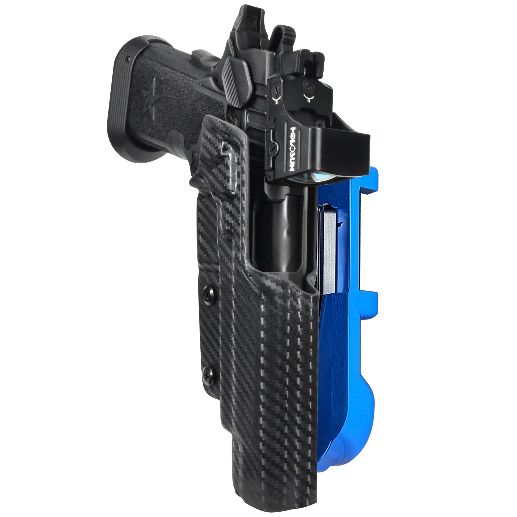 Staccato XL IDPA Quick Mount Holster with Blue Belt Attachment, Carbon Fiber Holster Shell