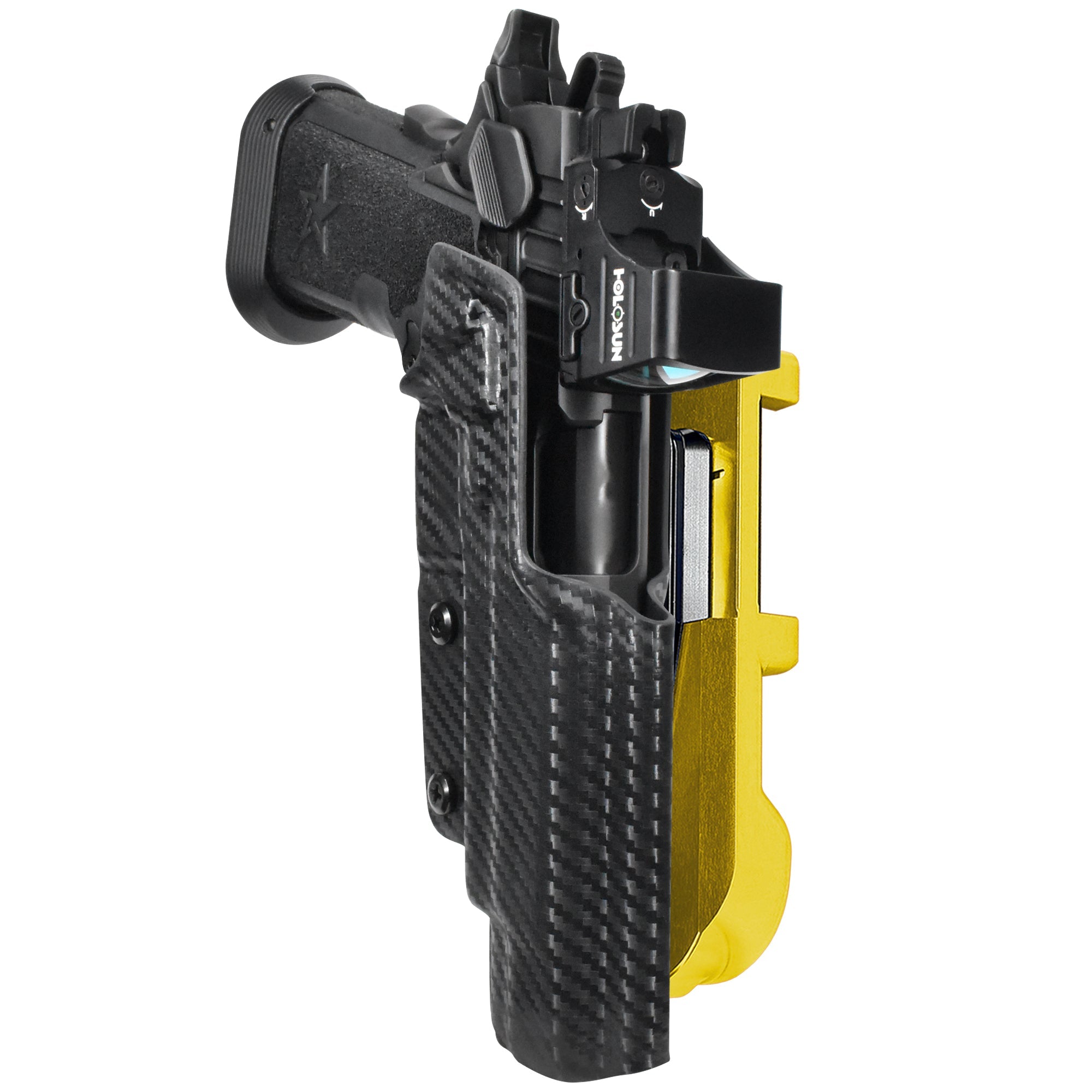 Staccato XL IDPA Quick Mount Holster with 24K Gold Belt Attachment, Carbon Fiber Holster Shell