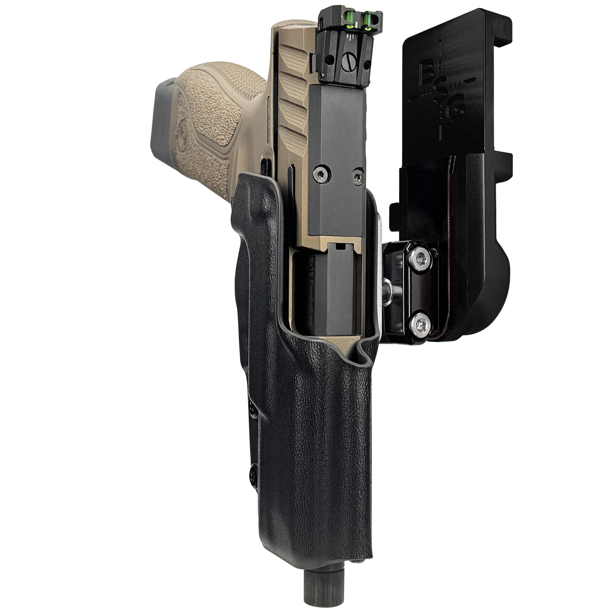 Stoeger STR-9 Combat SX IPSC/USPA Quick Mount Ball Joint Holster with Black Belt Attachment, Black Holster Shell