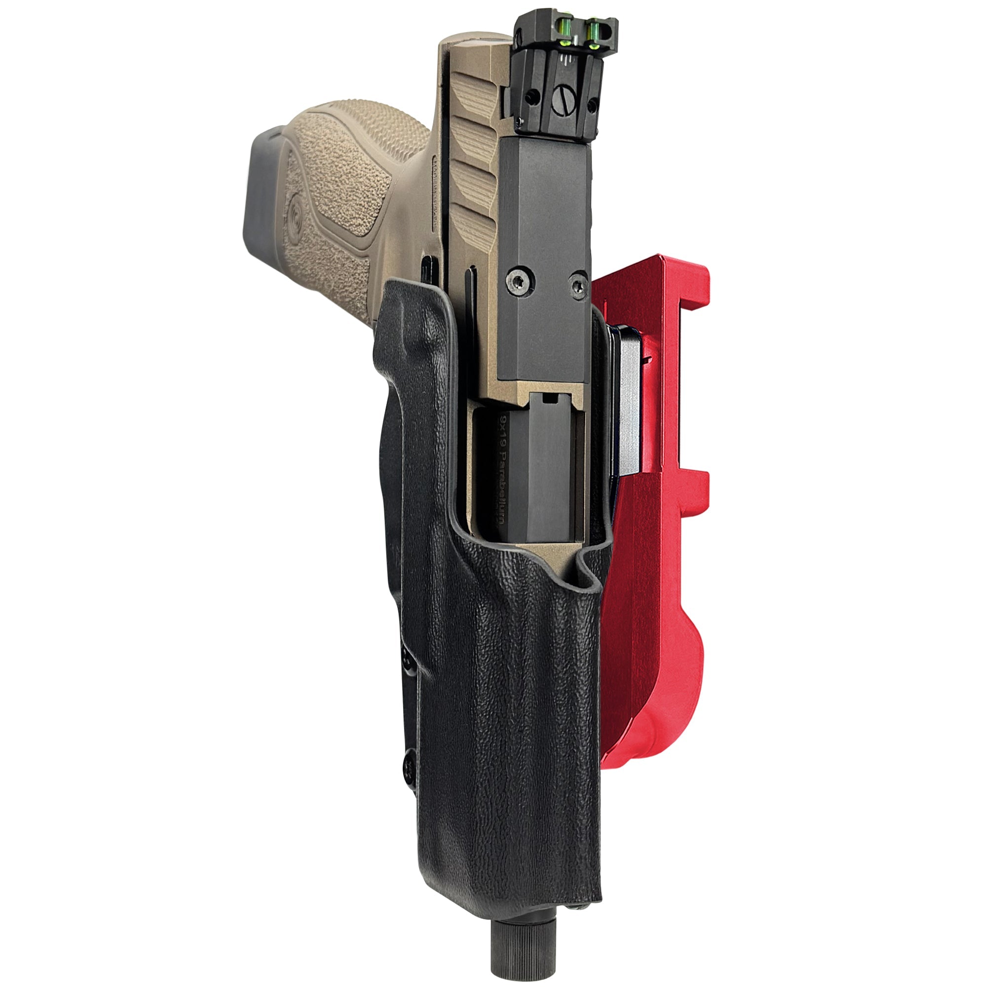 Stoeger STR-9 Combat SX IDPA Quick Mount Holster with Red Belt Attachment, Black Holster Shell