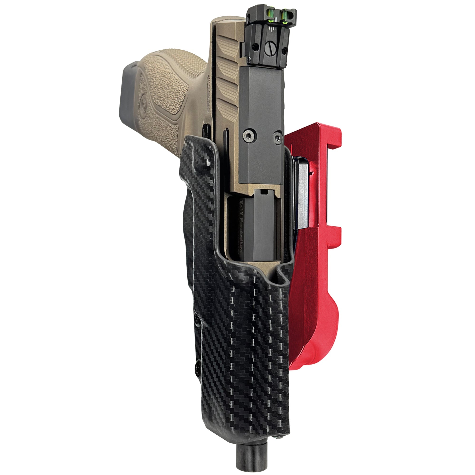 Stoeger STR-9 Combat SX IDPA Quick Mount Holster with Red Belt Attachment, Carbon Fiber Holster Shell