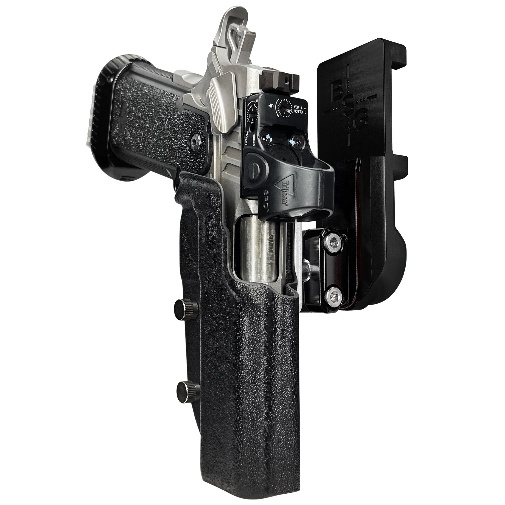 Bul Armory TAC PRO/COMP IPSC/USPA Quick Mount Ball Joint Holster with Black Belt Attachment, Black Holster Shell