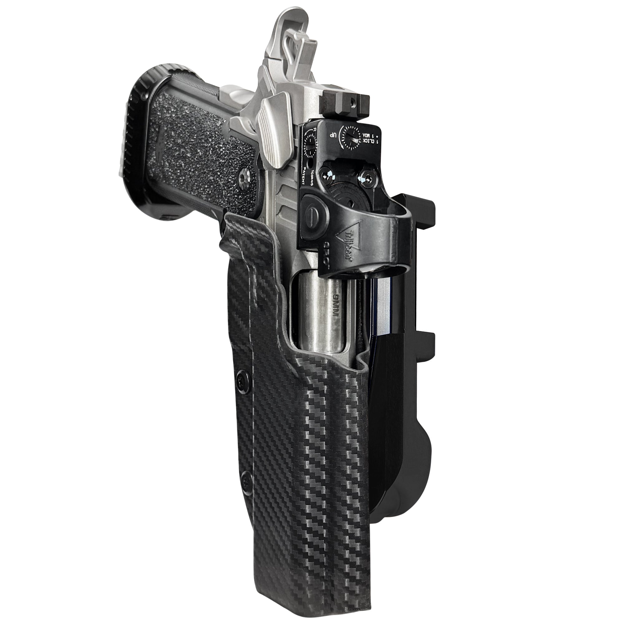 Bul Armory TAC PRO/COMP IDPA Quick Mount Holster with Black Belt Attachment, Carbon Fiber Holster Shell