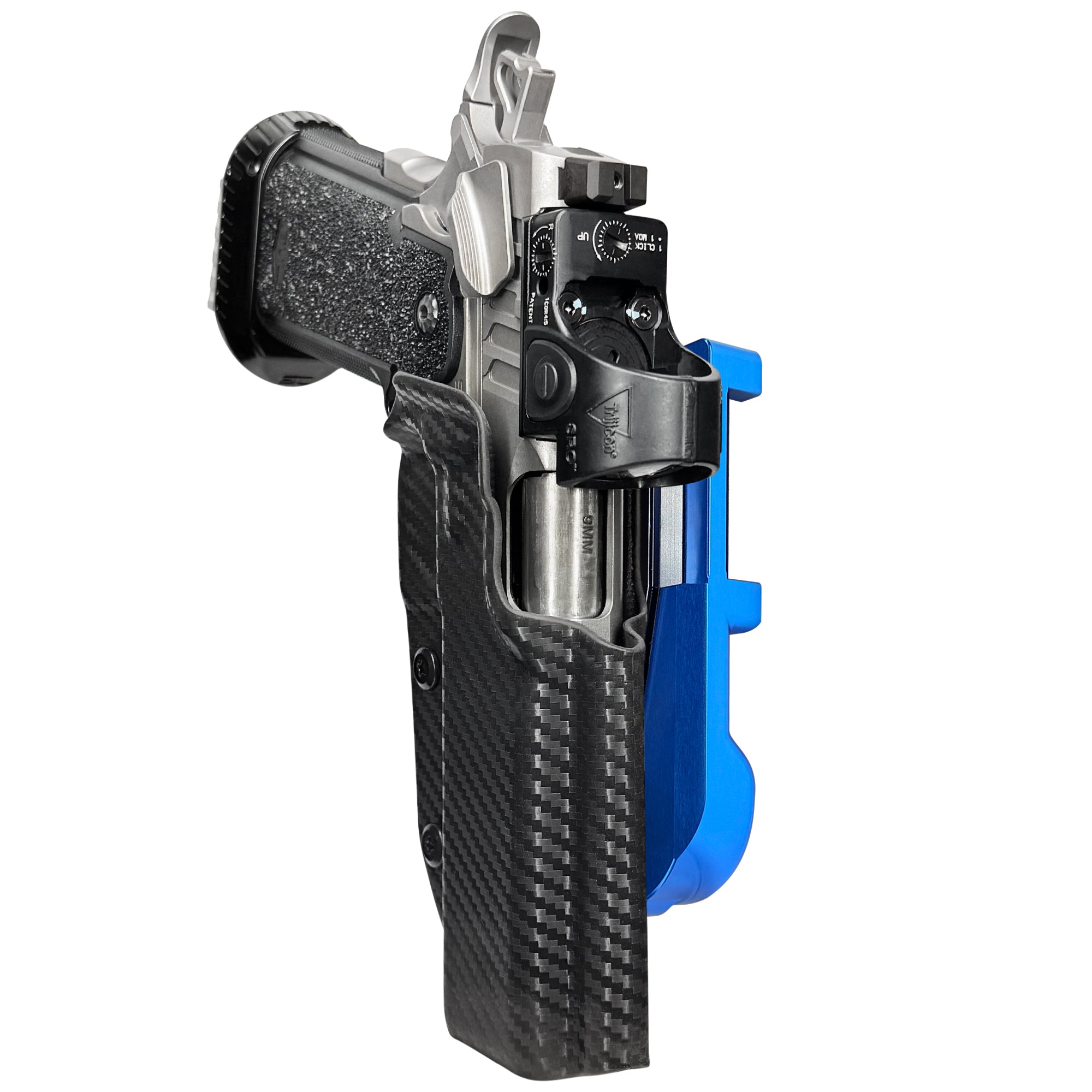 Bul Armory TAC PRO/COMP IDPA Quick Mount Holster with Blue Belt Attachment, Carbon Fiber Holster Shell