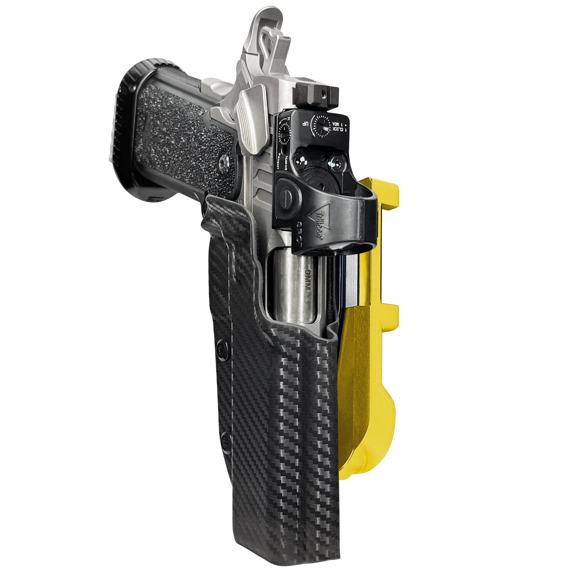 Bul Armory TAC PRO/COMP IDPA Quick Mount Holster with 24K Gold Belt Attachment, Carbon Fiber Holster Shell