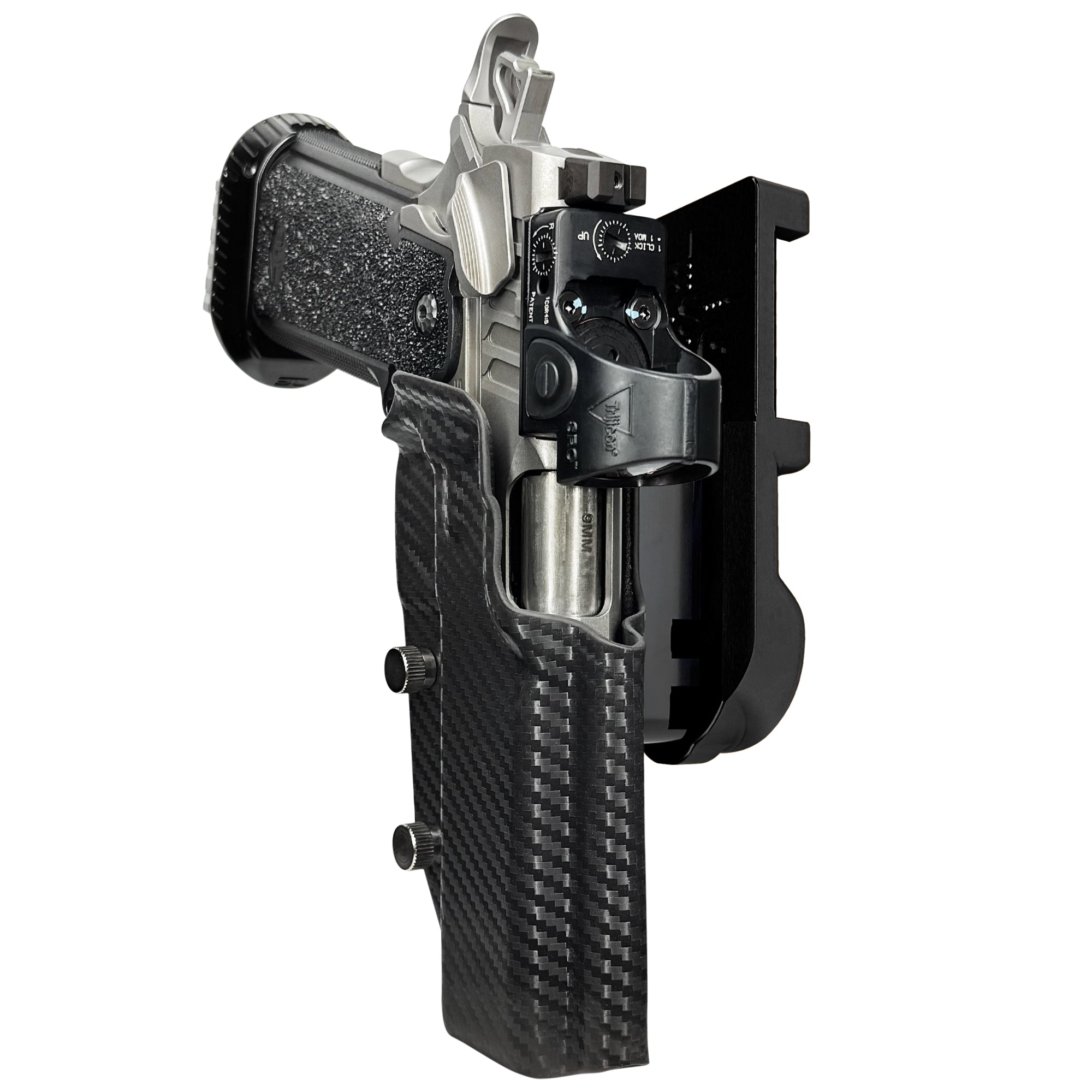 Bul Armory TAC PRO/COMP IPSC/USPA Quick Mount Holster with Black Belt Attachment, Carbon Fiber Holster Shell
