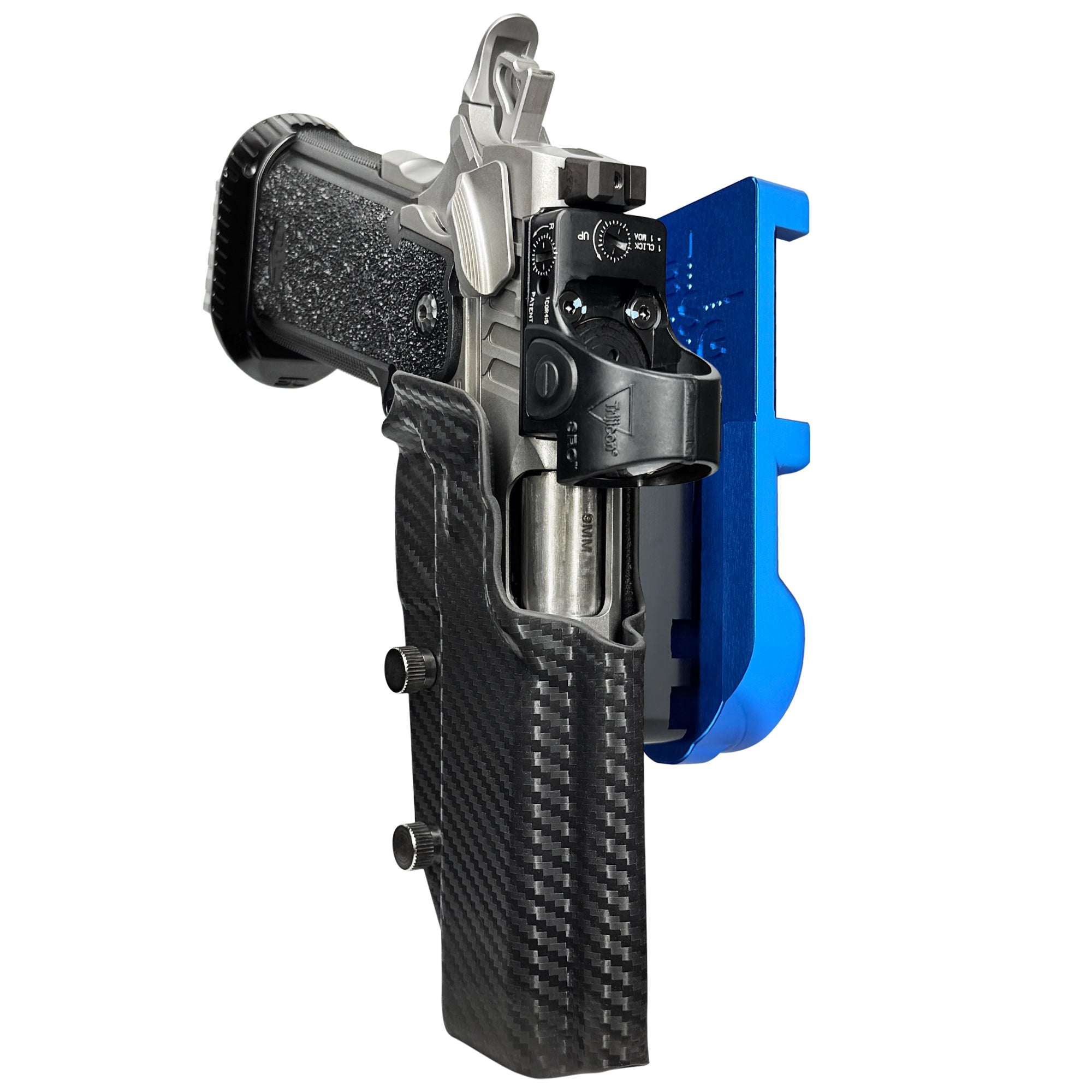 Bul Armory TAC PRO/COMP IPSC/USPA Quick Mount Holster with Blue Belt Attachment, Carbon Fiber Holster Shell