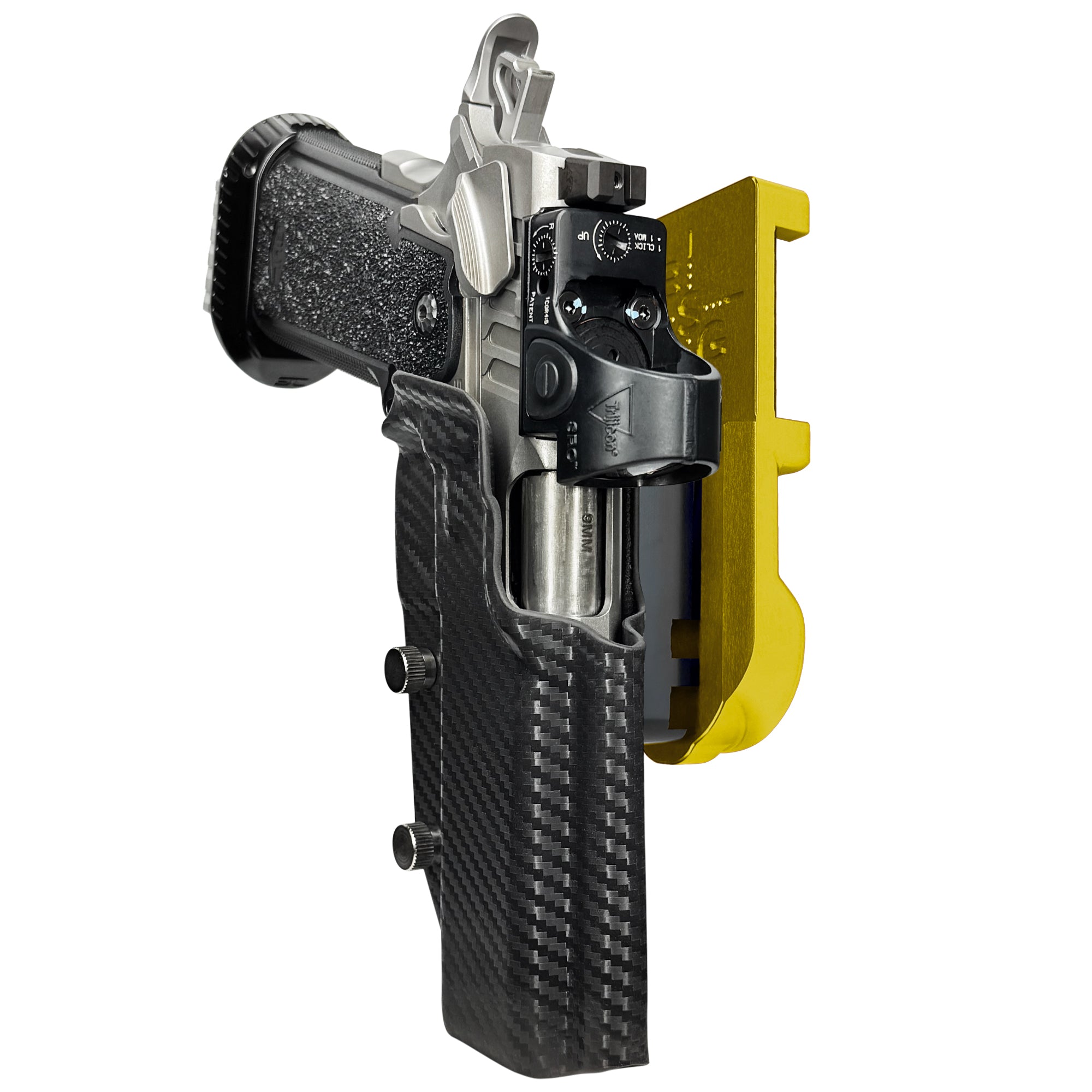 Bul Armory TAC PRO/COMP IPSC/USPA Quick Mount Holster with 24K Gold Belt Attachment, Carbon Fiber Holster Shell