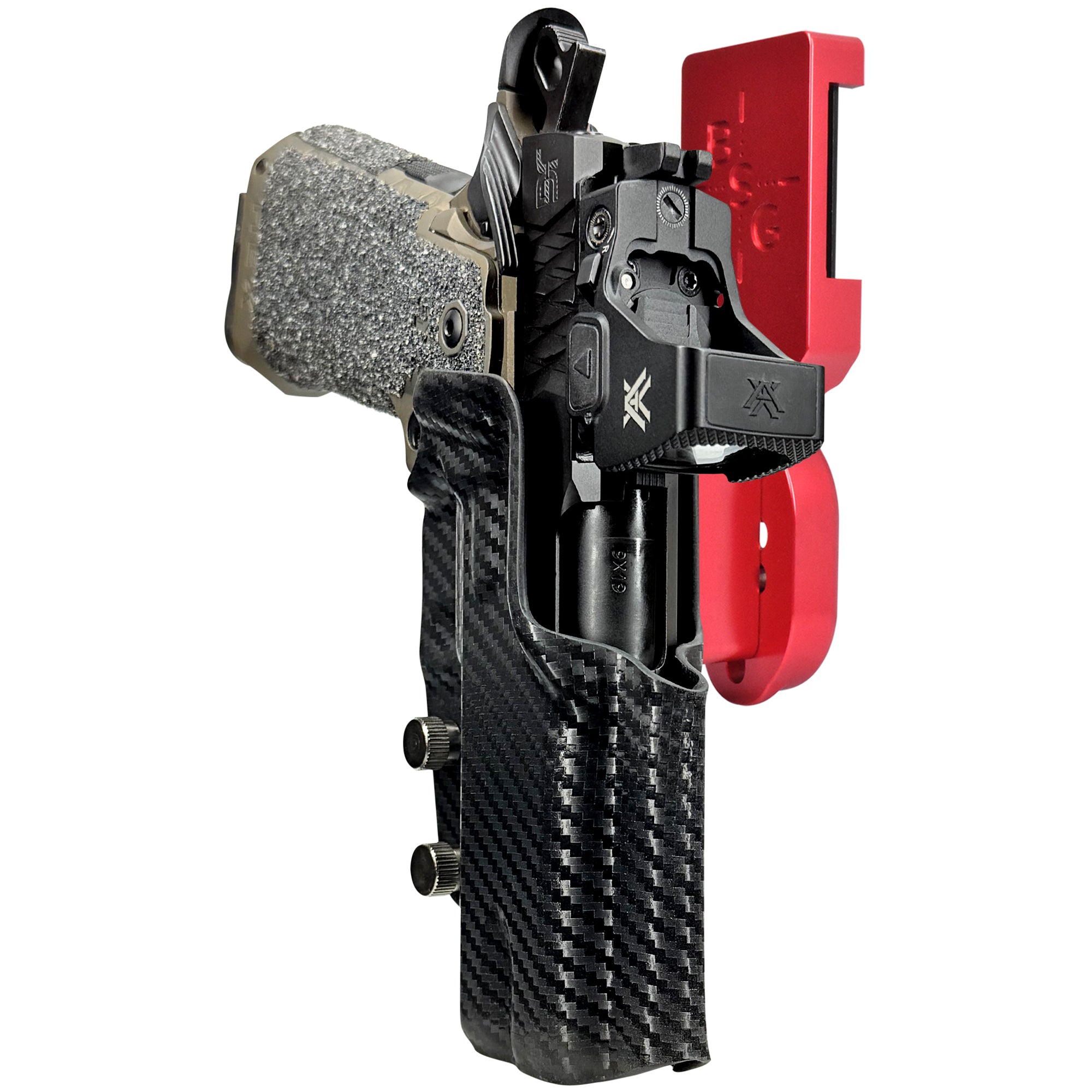 Jacob Grey HEX Pro Heavy Duty Competition Holster in Red / Carbon Fiber