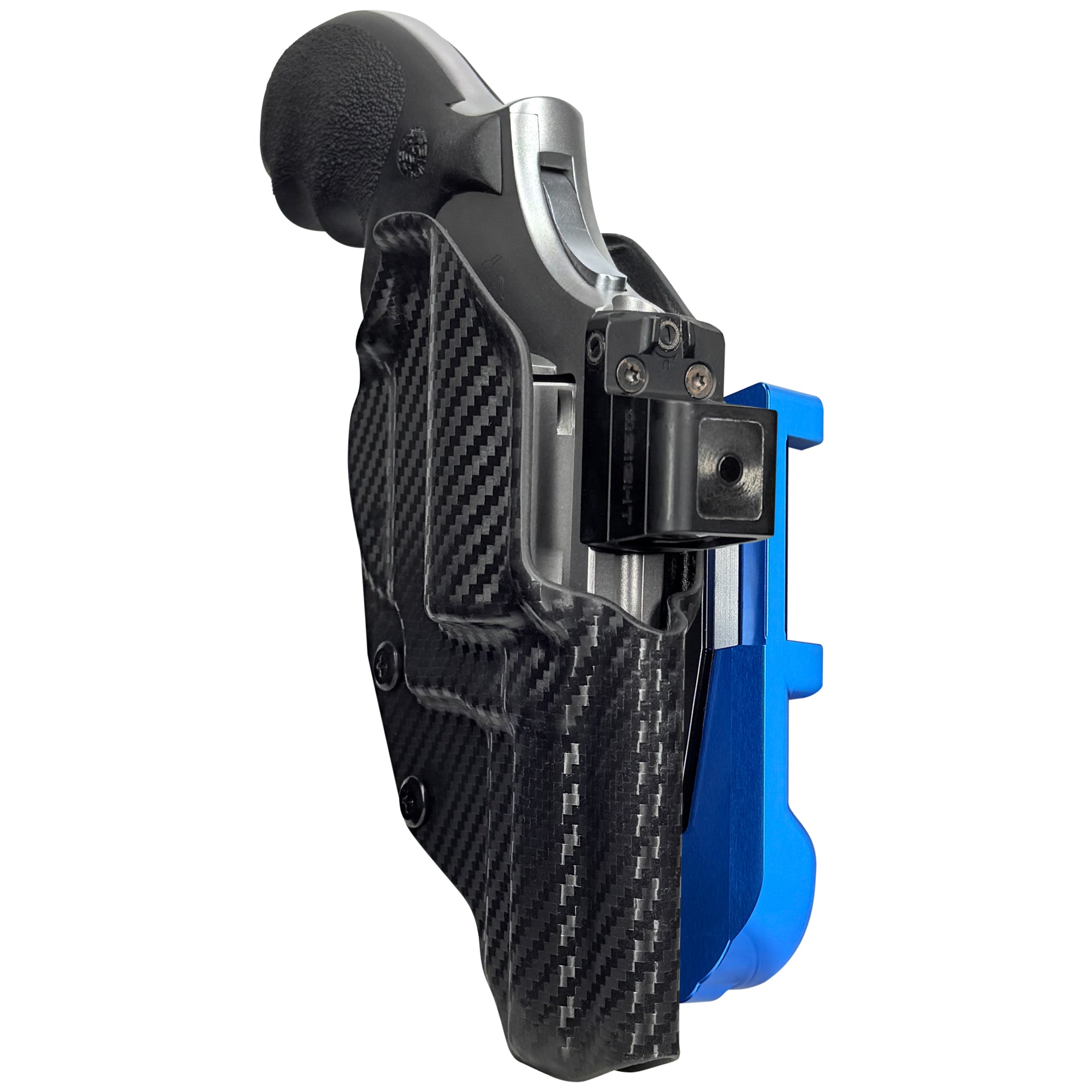 Taurus 66 Combat IDPA Quick Mount Holster with Blue Belt Attachment, Carbon Fiber Holster Shell