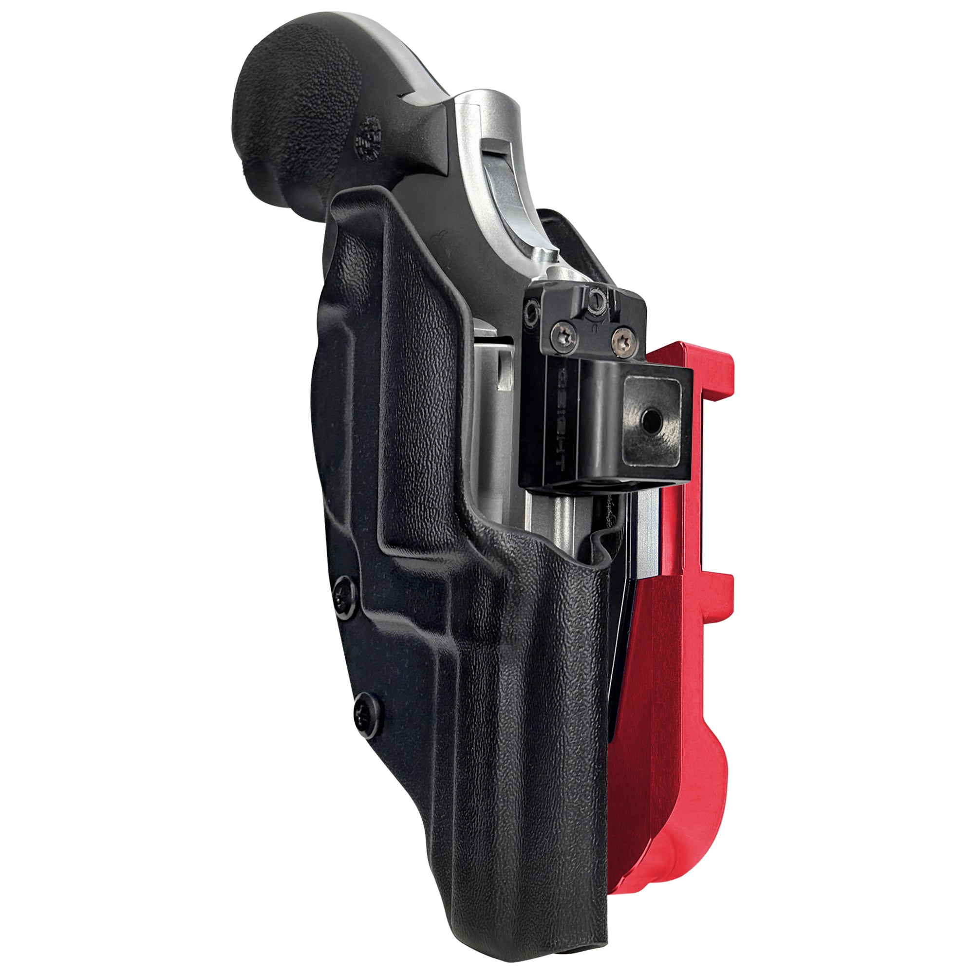 Taurus 66 Combat IDPA Quick Mount Holster with Red Belt Attachment, Black Holster Shell