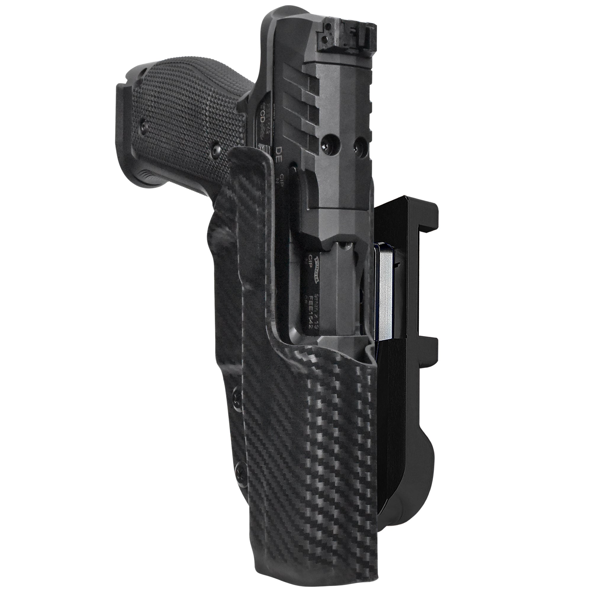 Walther PDP 5'' SF IDPA Quick Mount Holster with Black Belt Attachment, Carbon Fiber Holster Shell