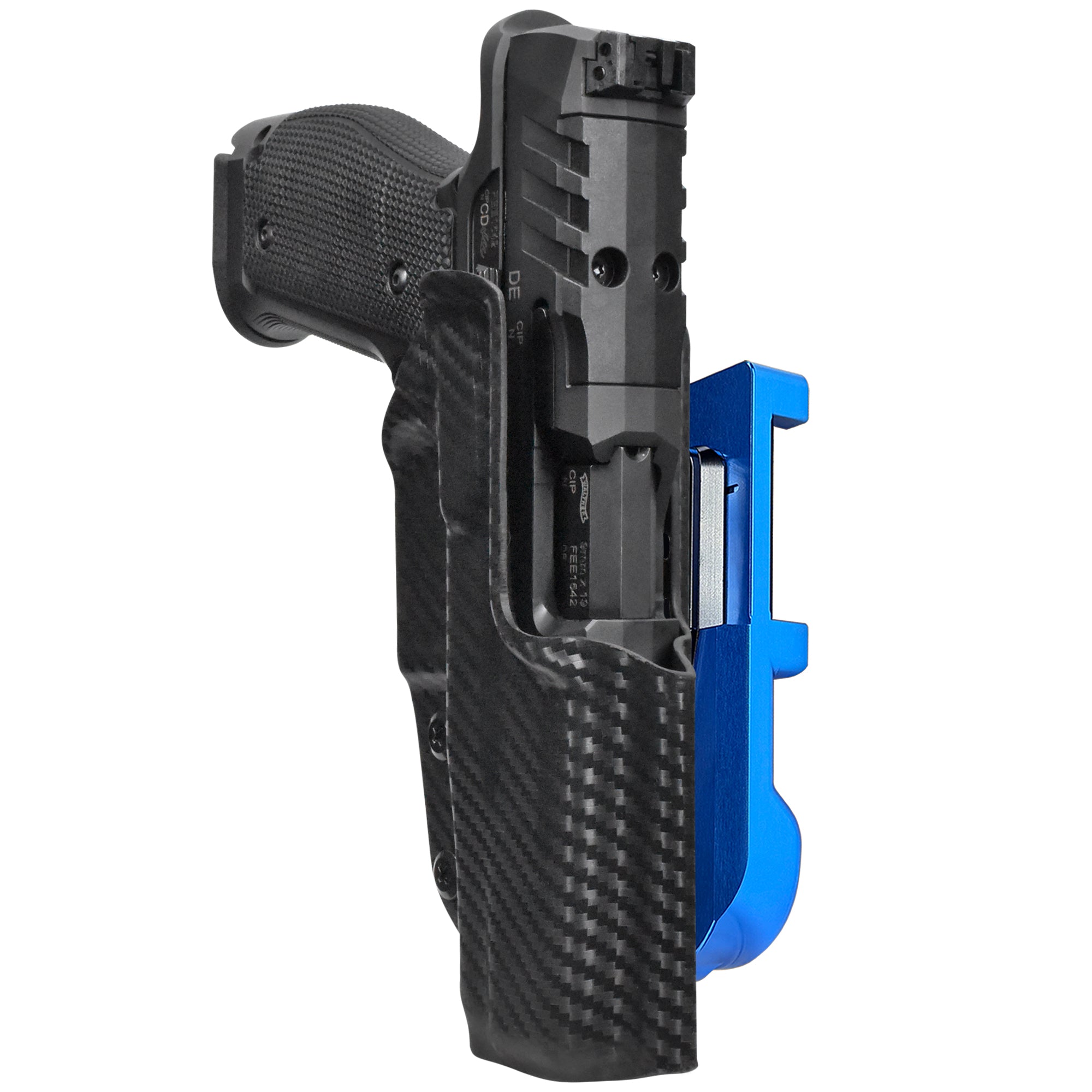 Walther PDP 5'' SF IDPA Quick Mount Holster with Blue Belt Attachment, Carbon Fiber Holster Shell